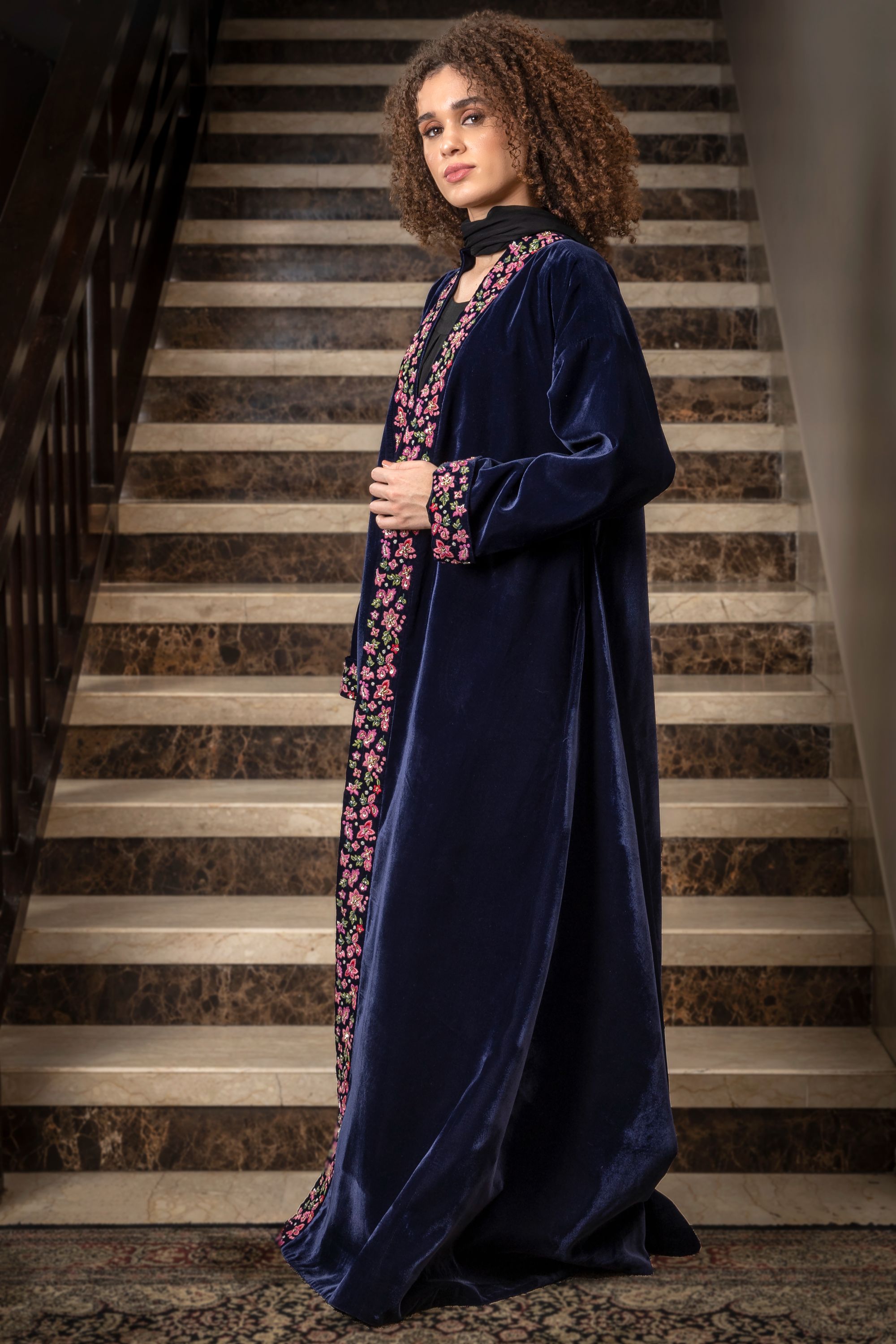 Amnaa Embroidered Abaya with Sheila