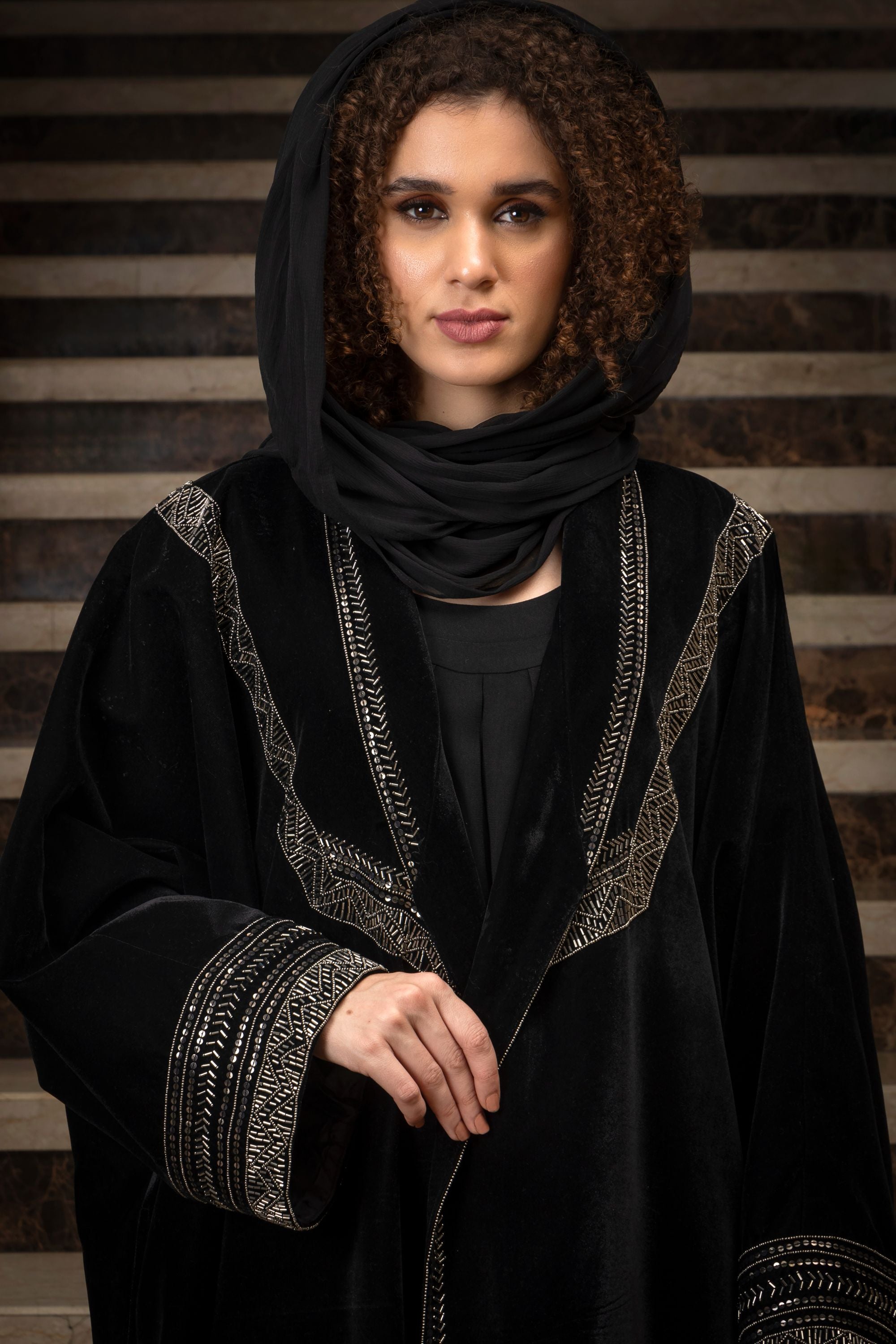 Beyza Embroidered Abaya with Sheila