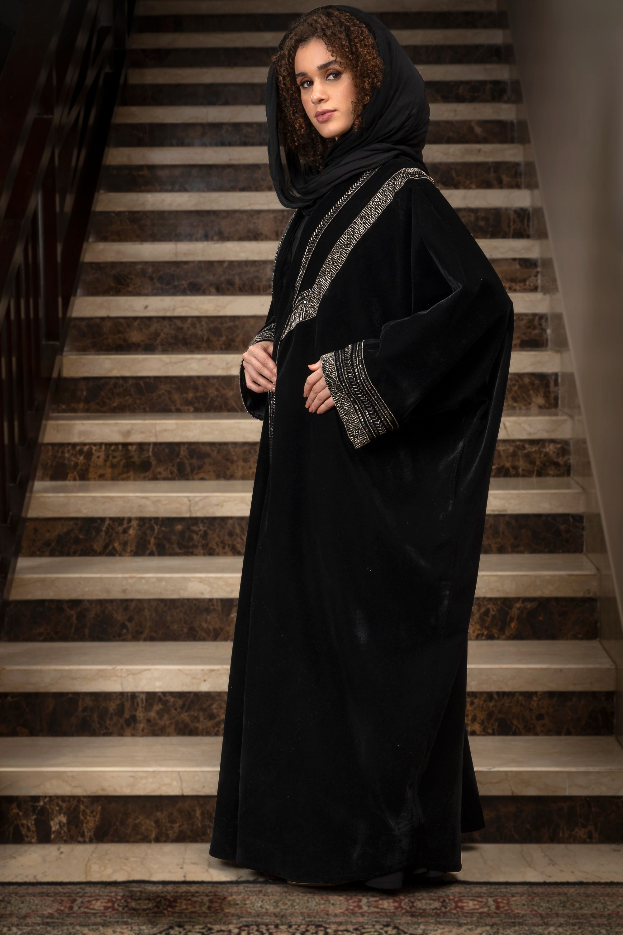 Beyza Embroidered Abaya with Sheila