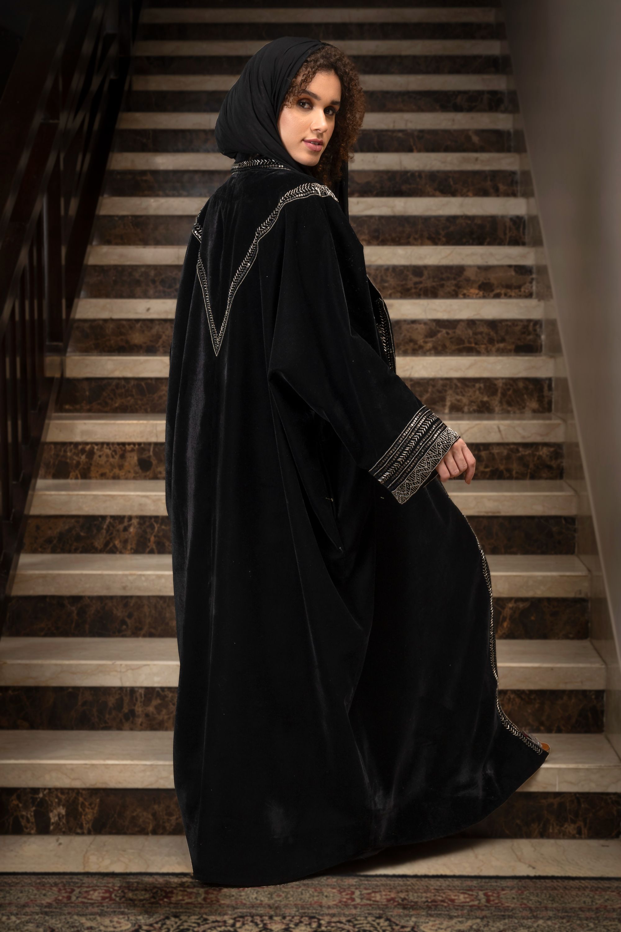 Beyza Embroidered Abaya with Sheila