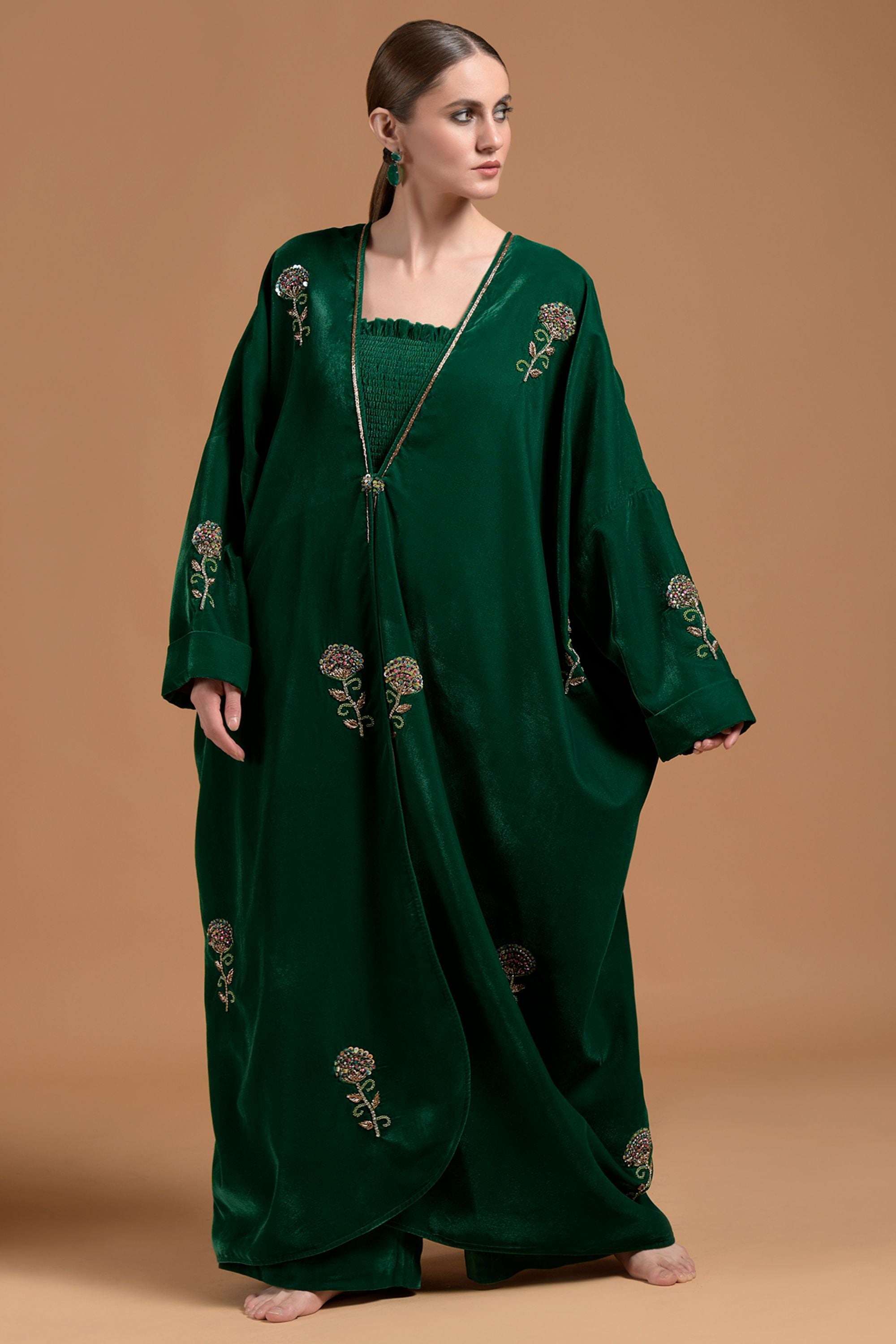 Nizaar Embellished Cape with Jumpsuit