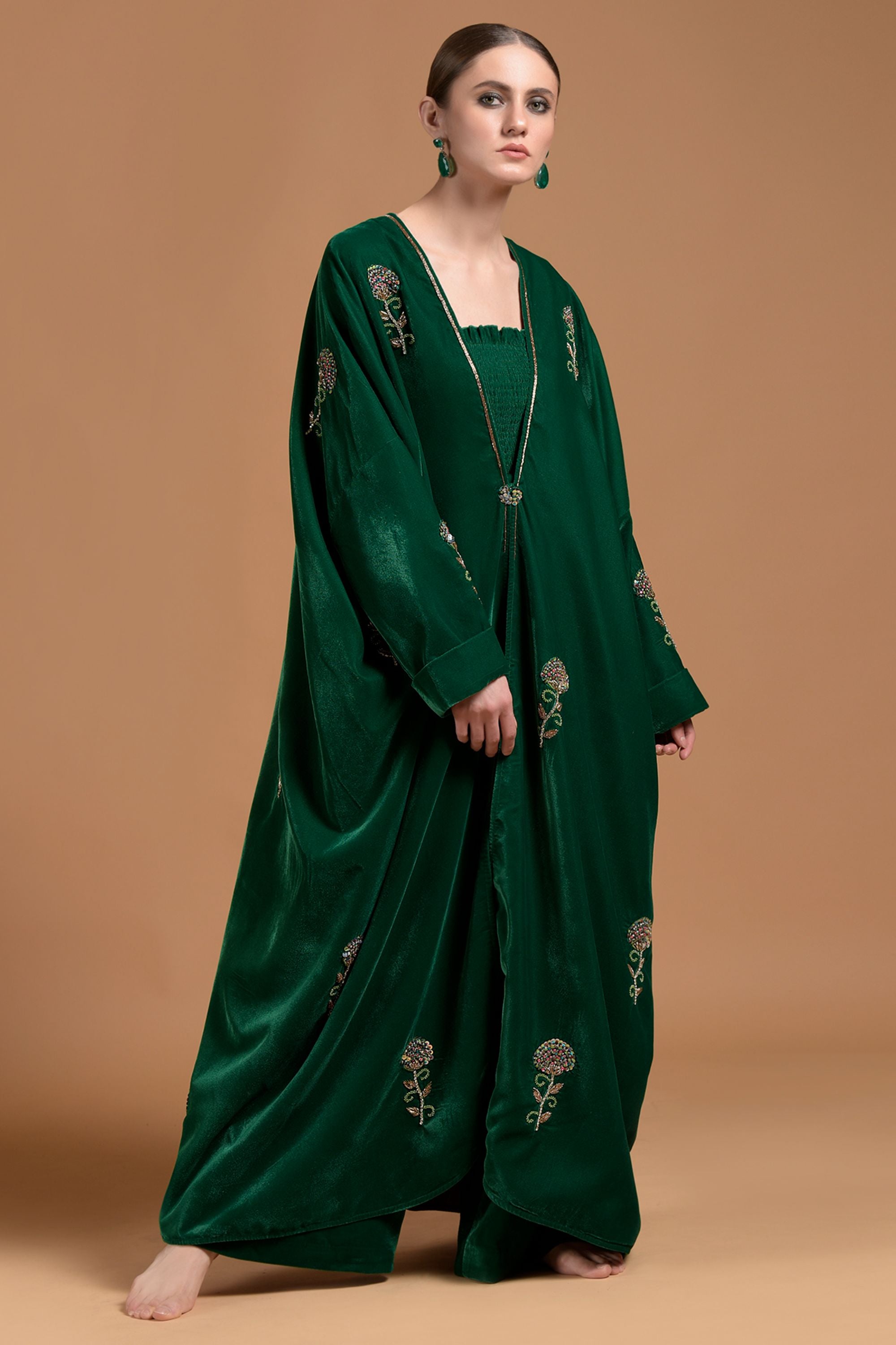 Nizaar Embellished Cape with Jumpsuit