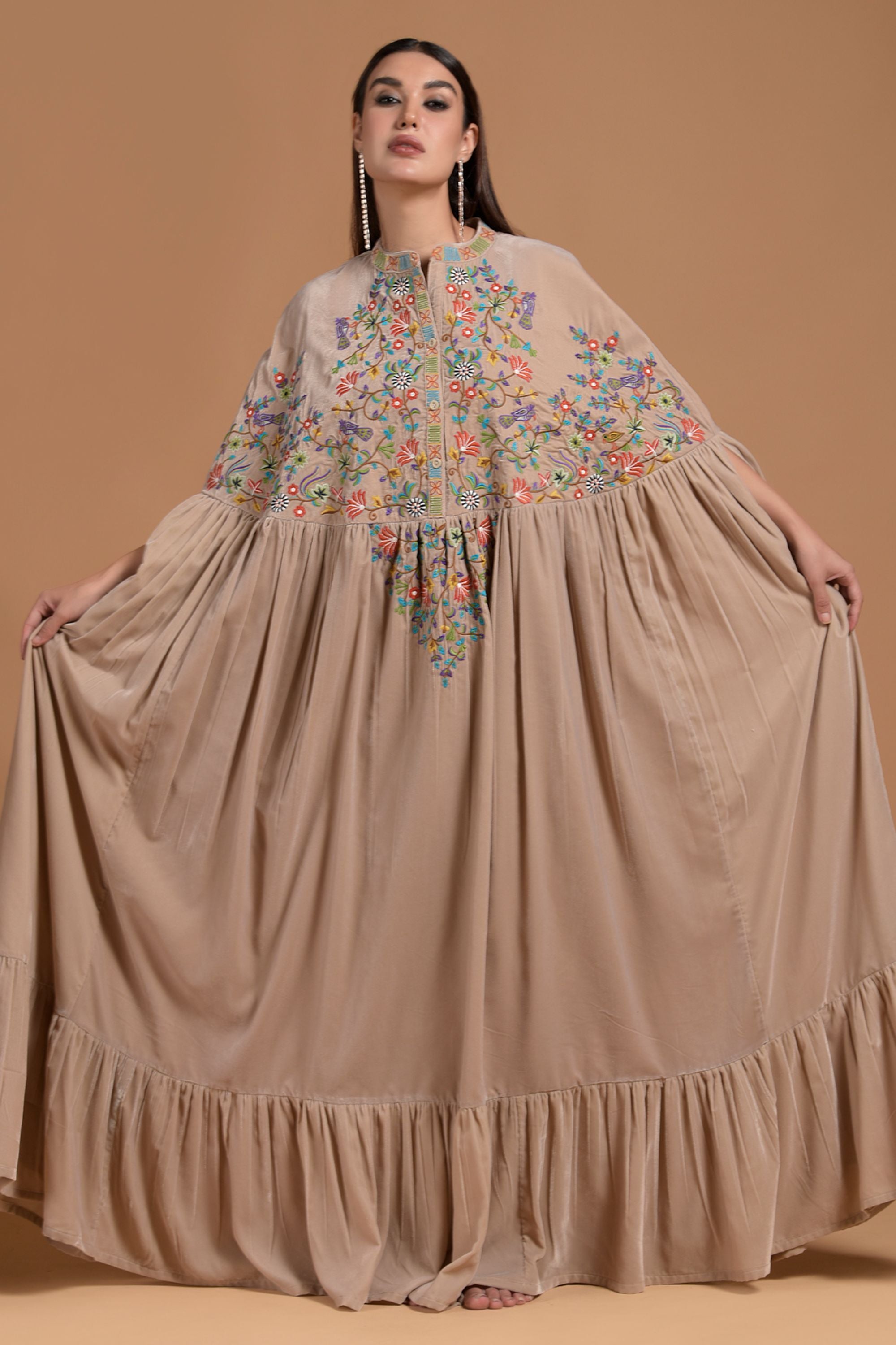 Arzo Embroidered Cape with Patch