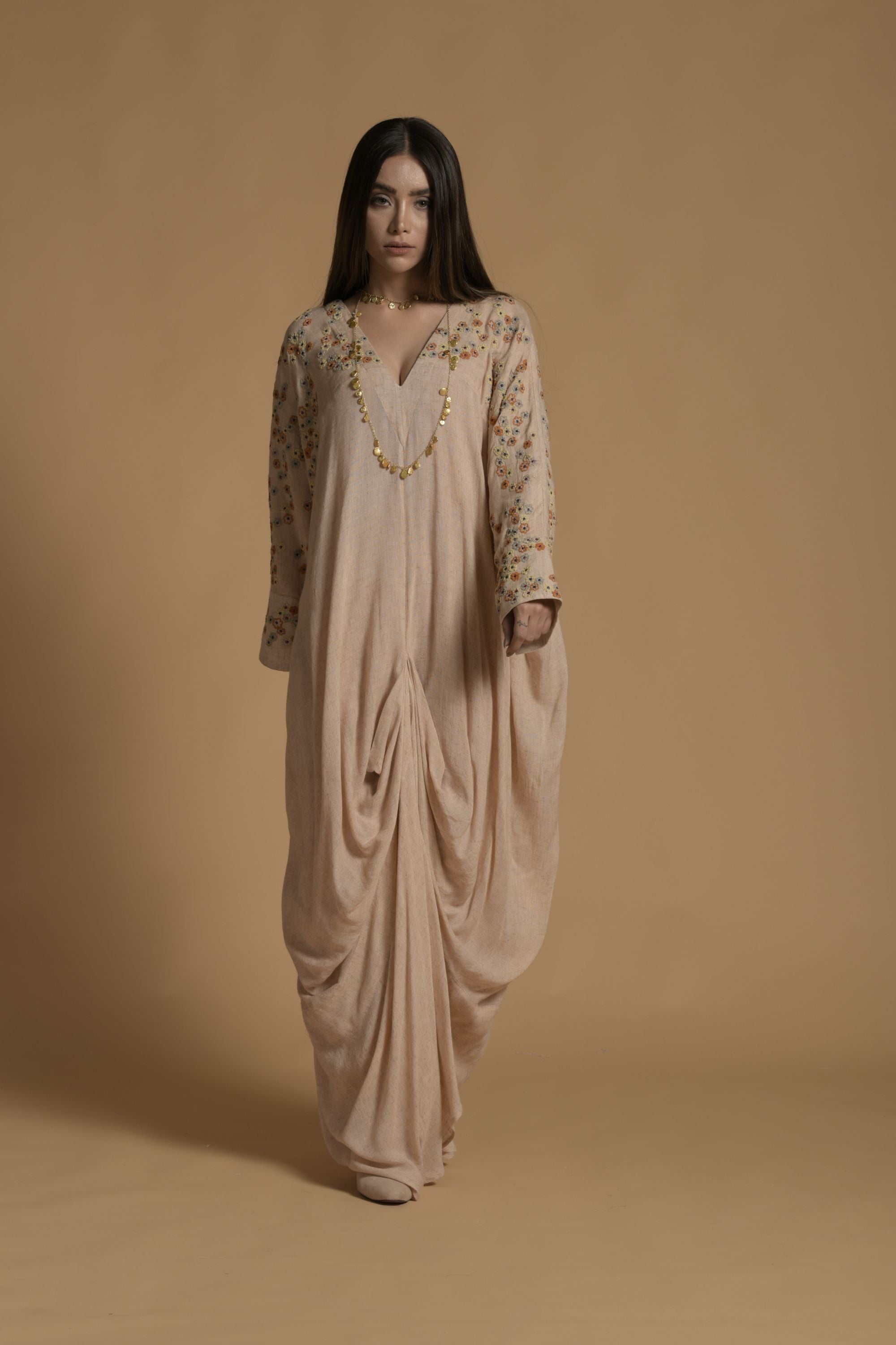 Jenna Embroidered Jalabiya with Inner Cotton Cami