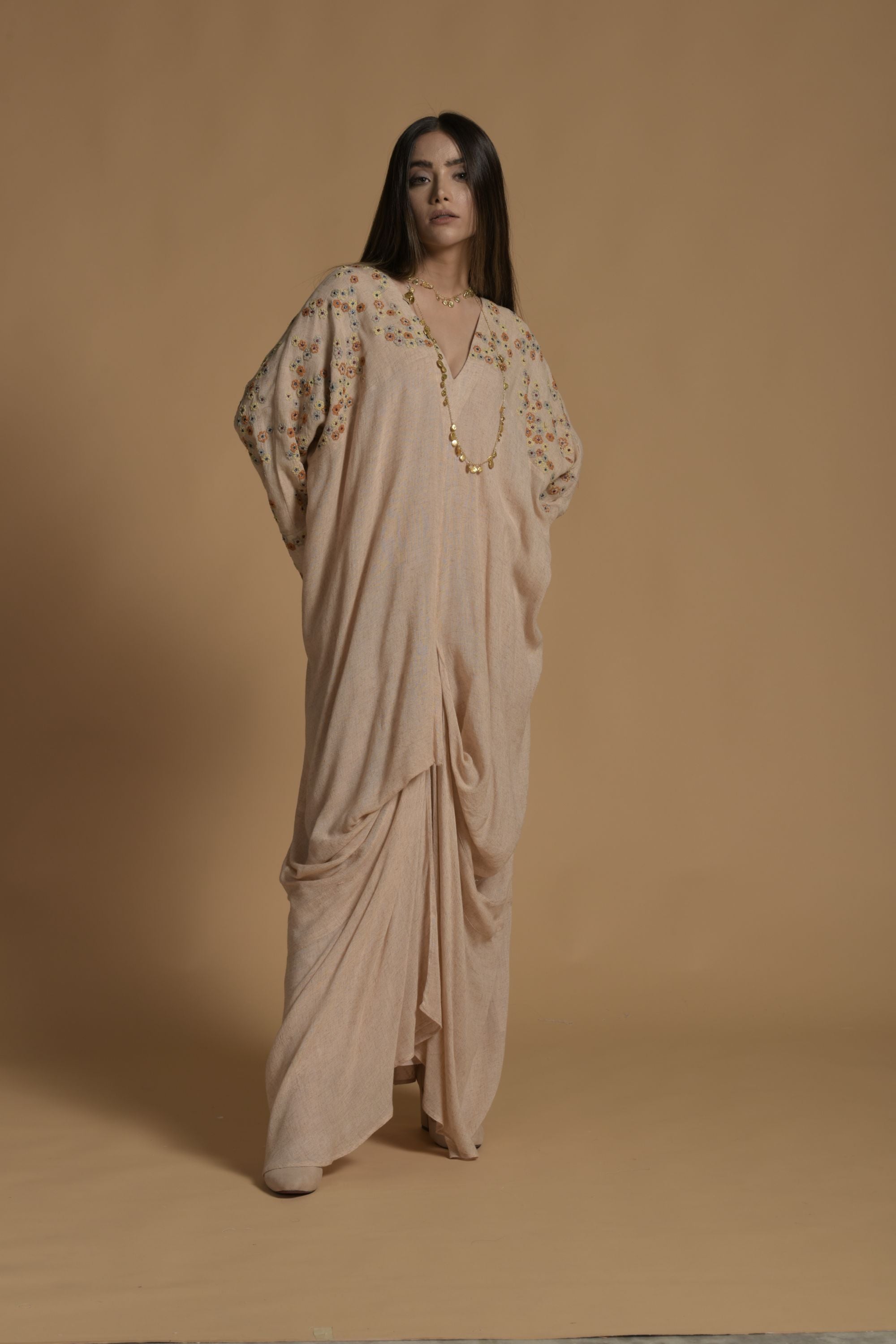 Jenna Embroidered Jalabiya with Inner Cotton Cami