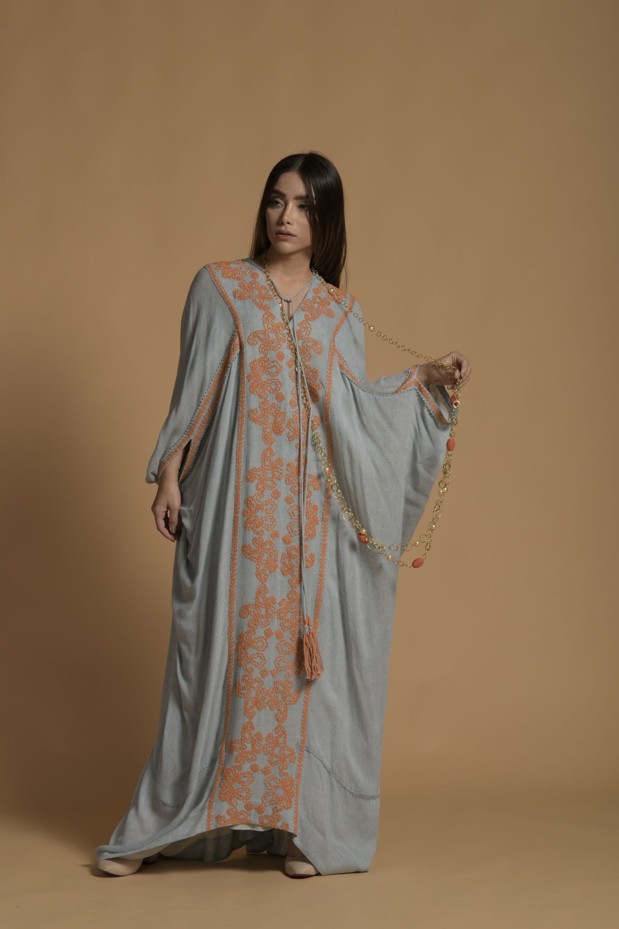 Arzu Embroidered Jalabiya with Cotton Inner Cami