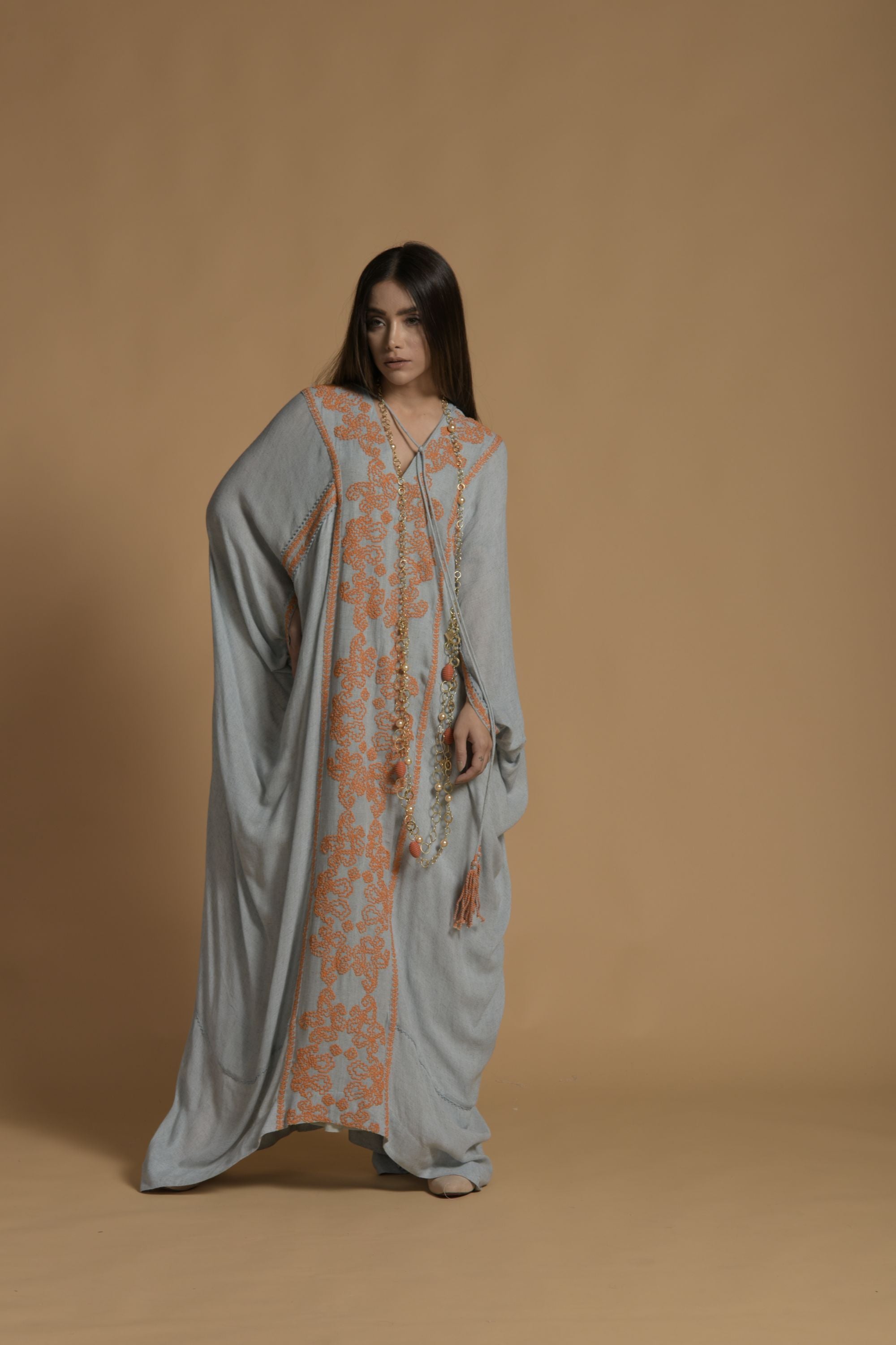 Arzu Embroidered Jalabiya with Cotton Inner Cami