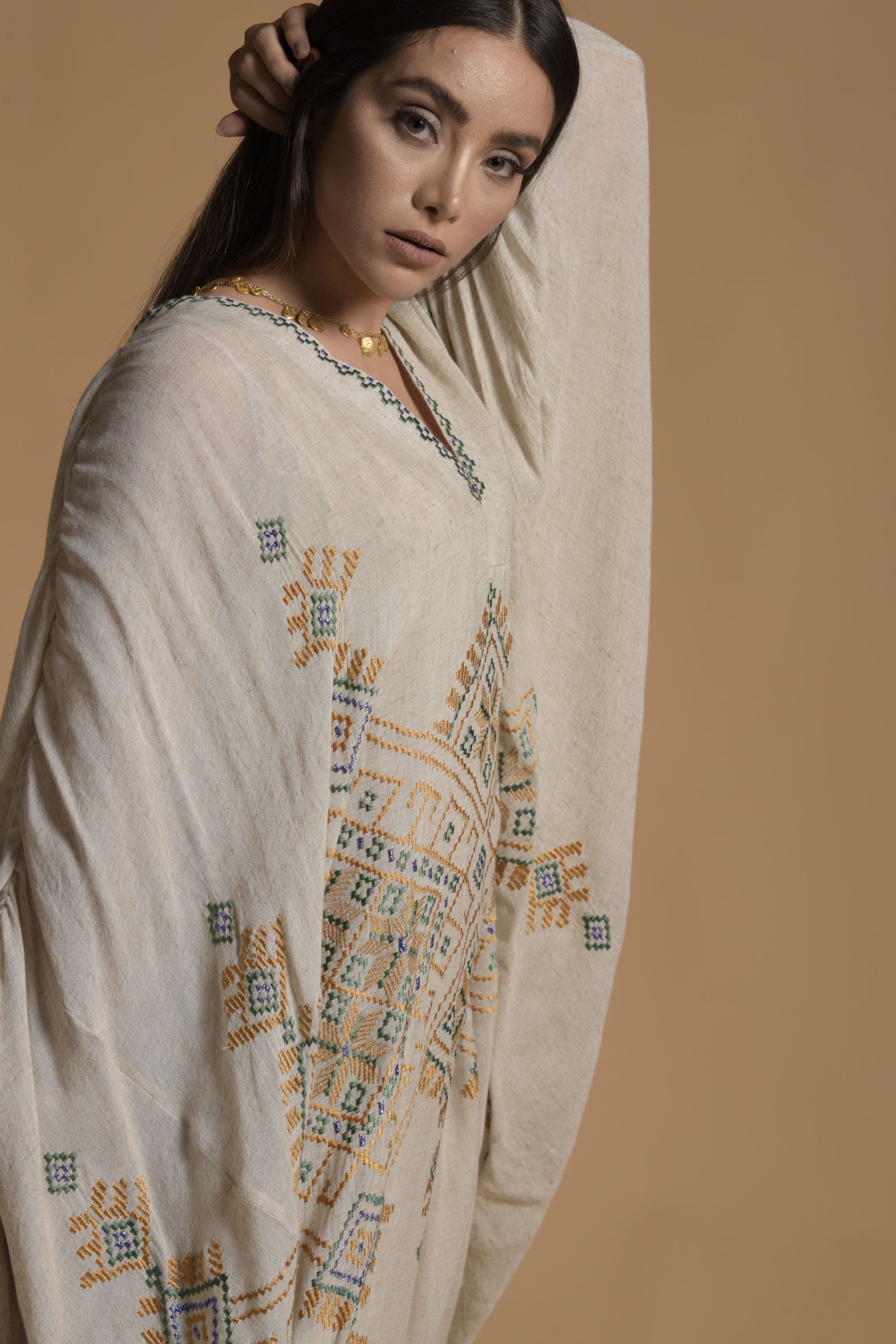 Naadiya Embroidered Jalabiya with Inner Cotton Cami