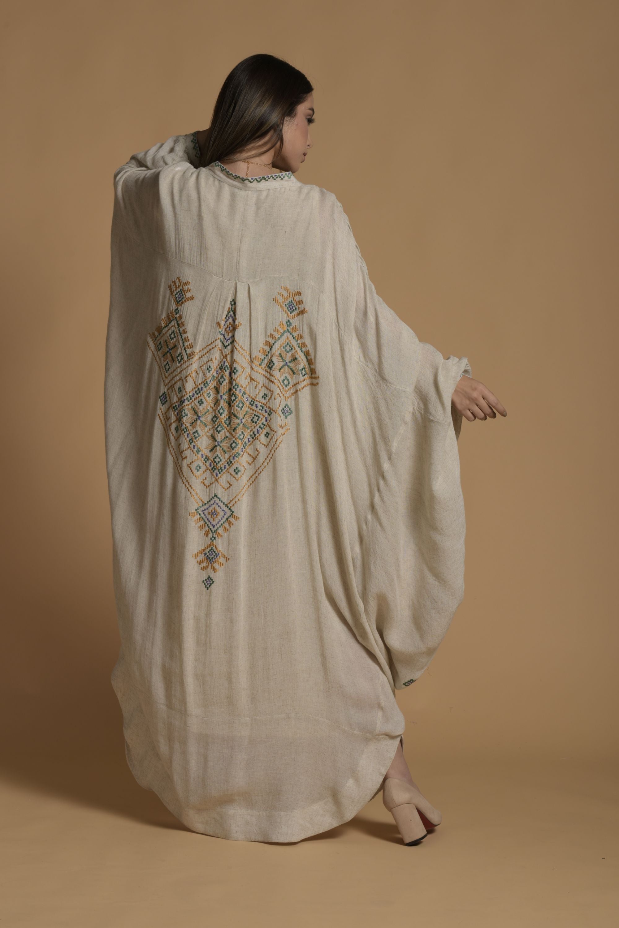 Naadiya Embroidered Jalabiya with Inner Cotton Cami