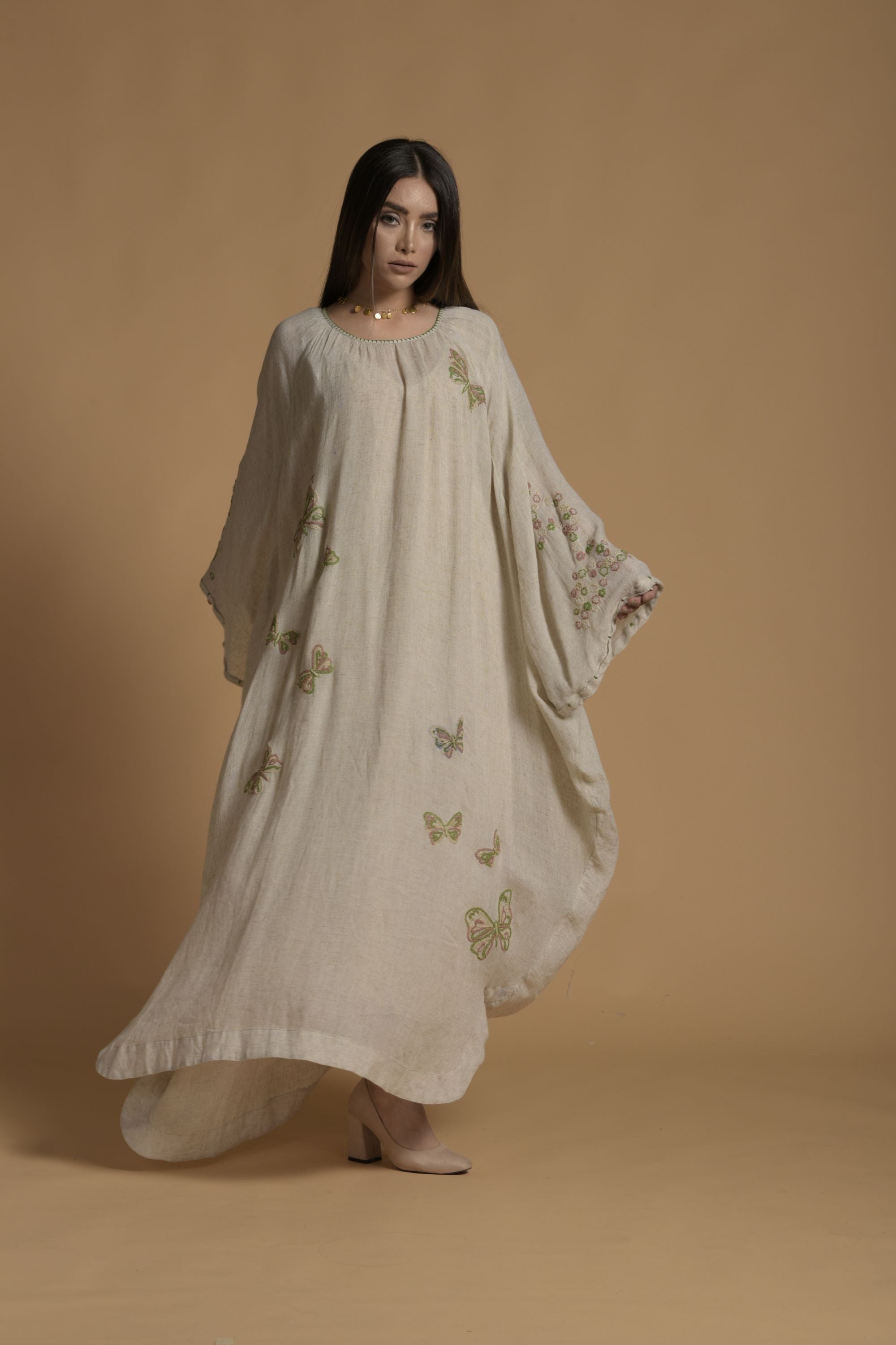 Mina Embroidered Jalabiya with Inner Cotton Cami