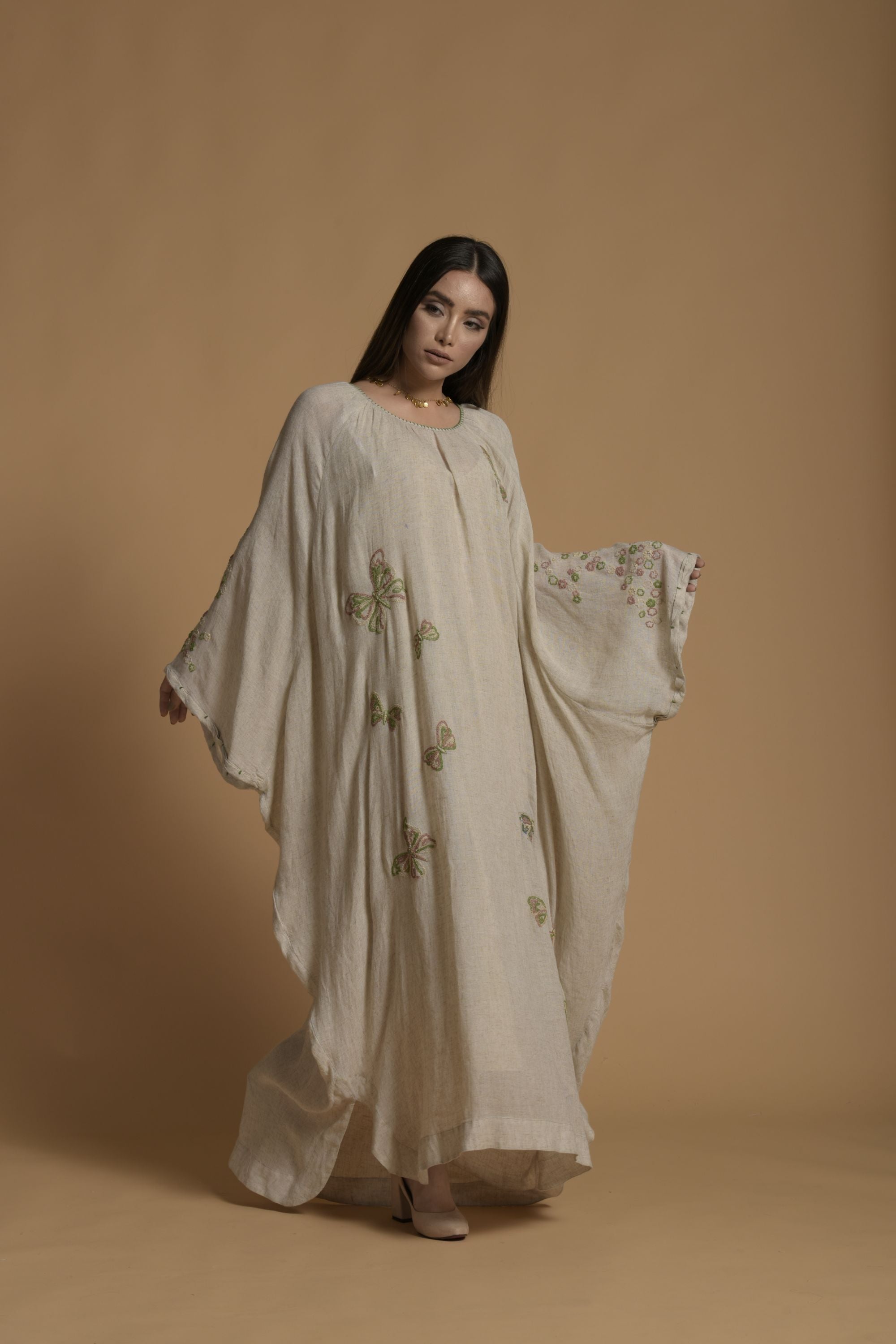 Mina Embroidered Jalabiya with Inner Cotton Cami