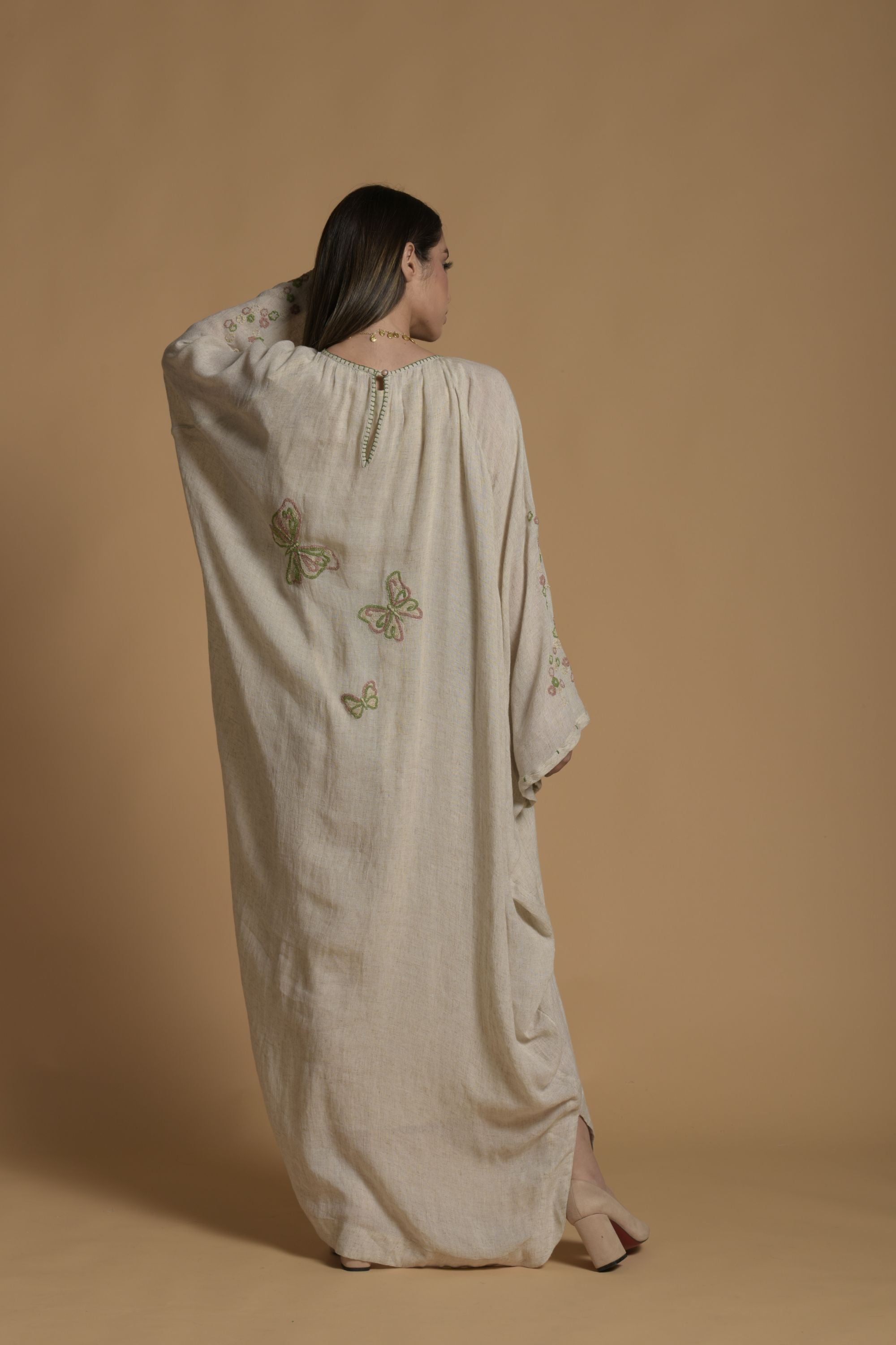 Mina Embroidered Jalabiya with Inner Cotton Cami