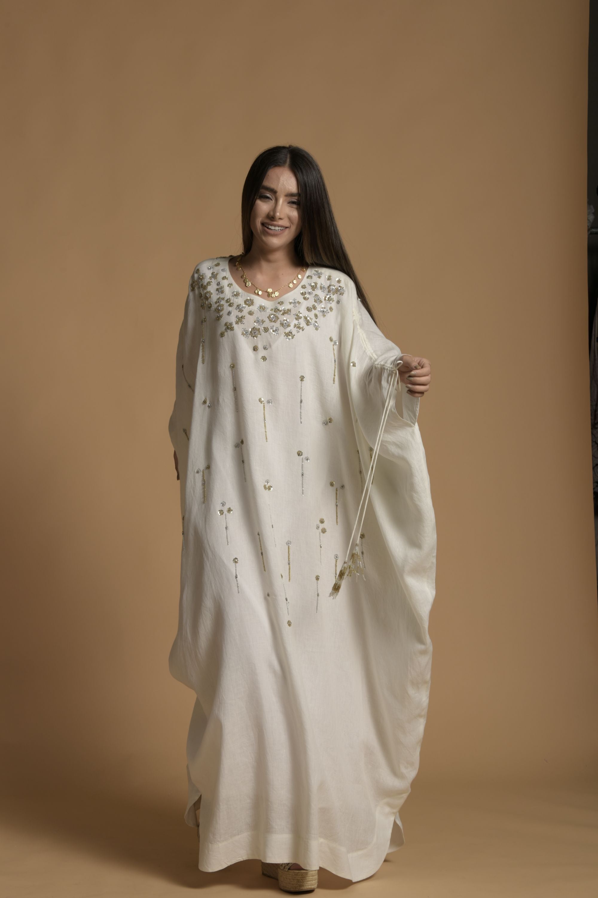 Amyra Embellished Jalabiya with Inner Cotton Cami