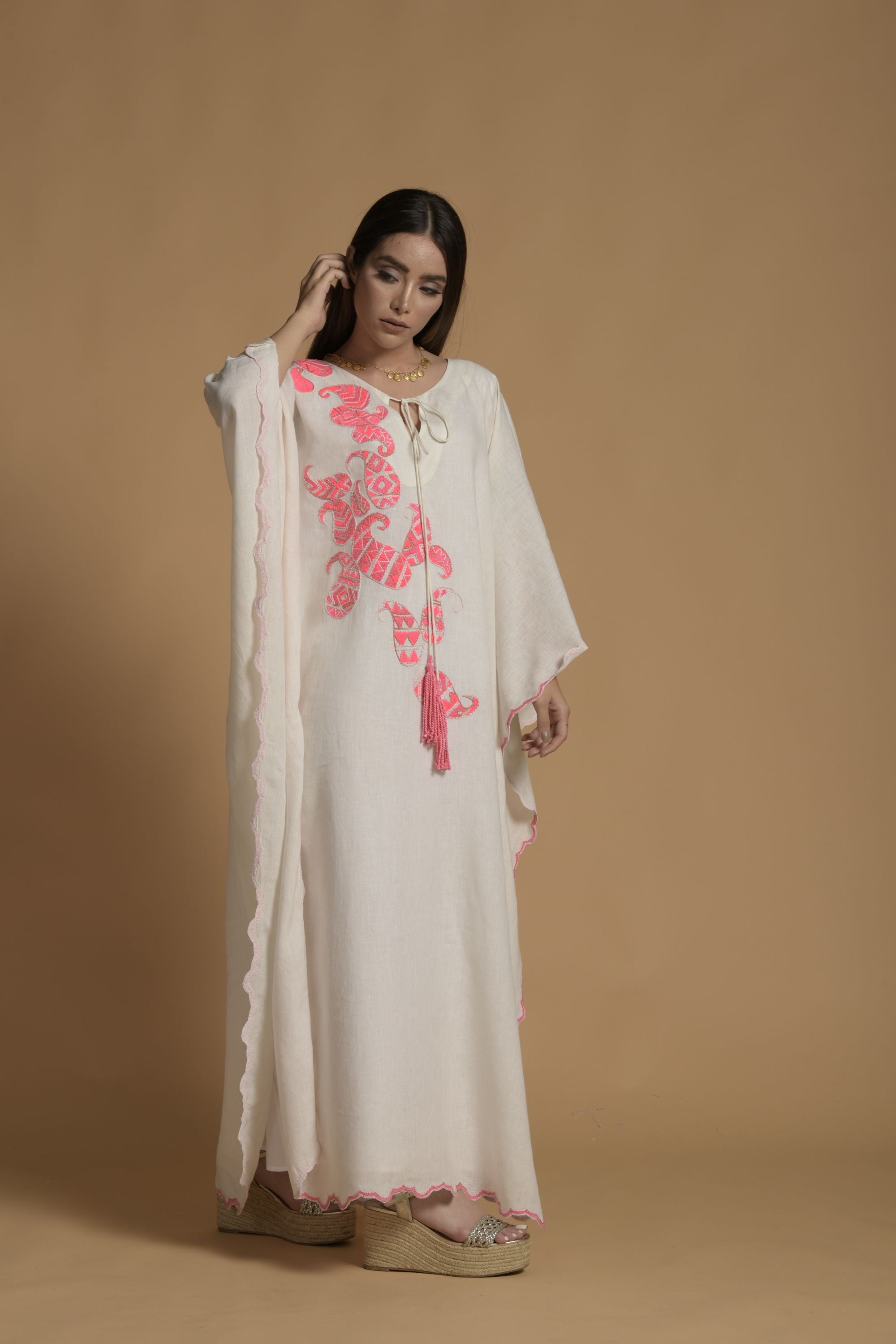 Mariam Embroidered Jalabiya with Inner Cotton Cami