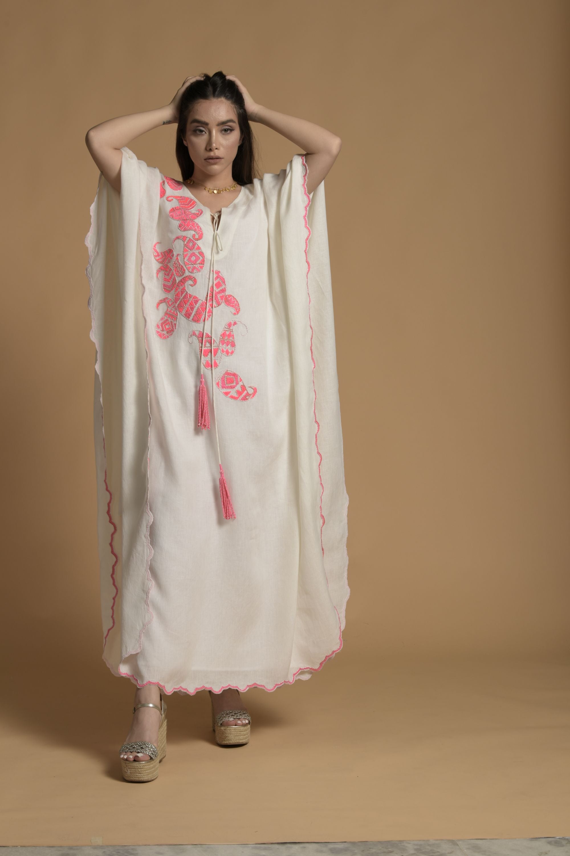 Mariam Embroidered Jalabiya with Inner Cotton Cami