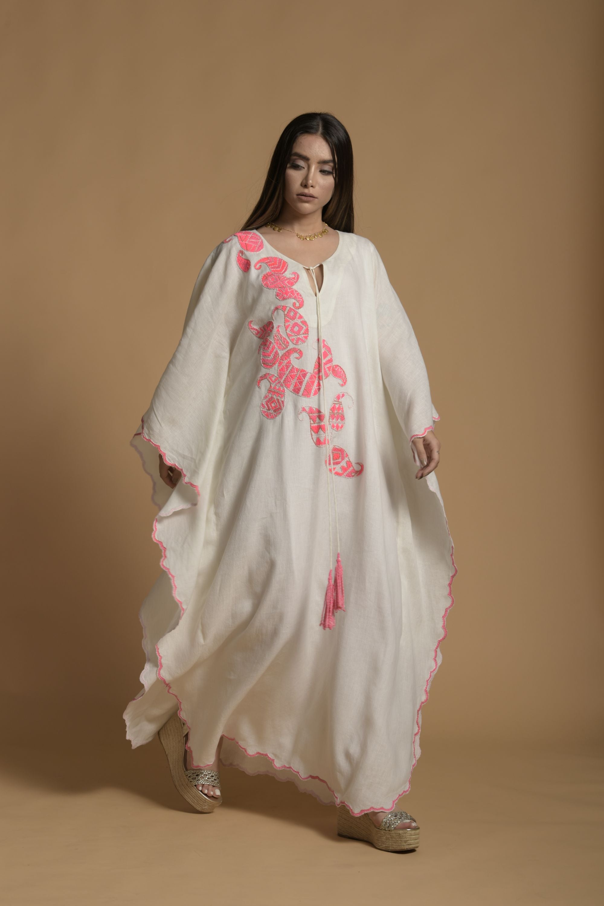 Mariam Embroidered Jalabiya with Inner Cotton Cami