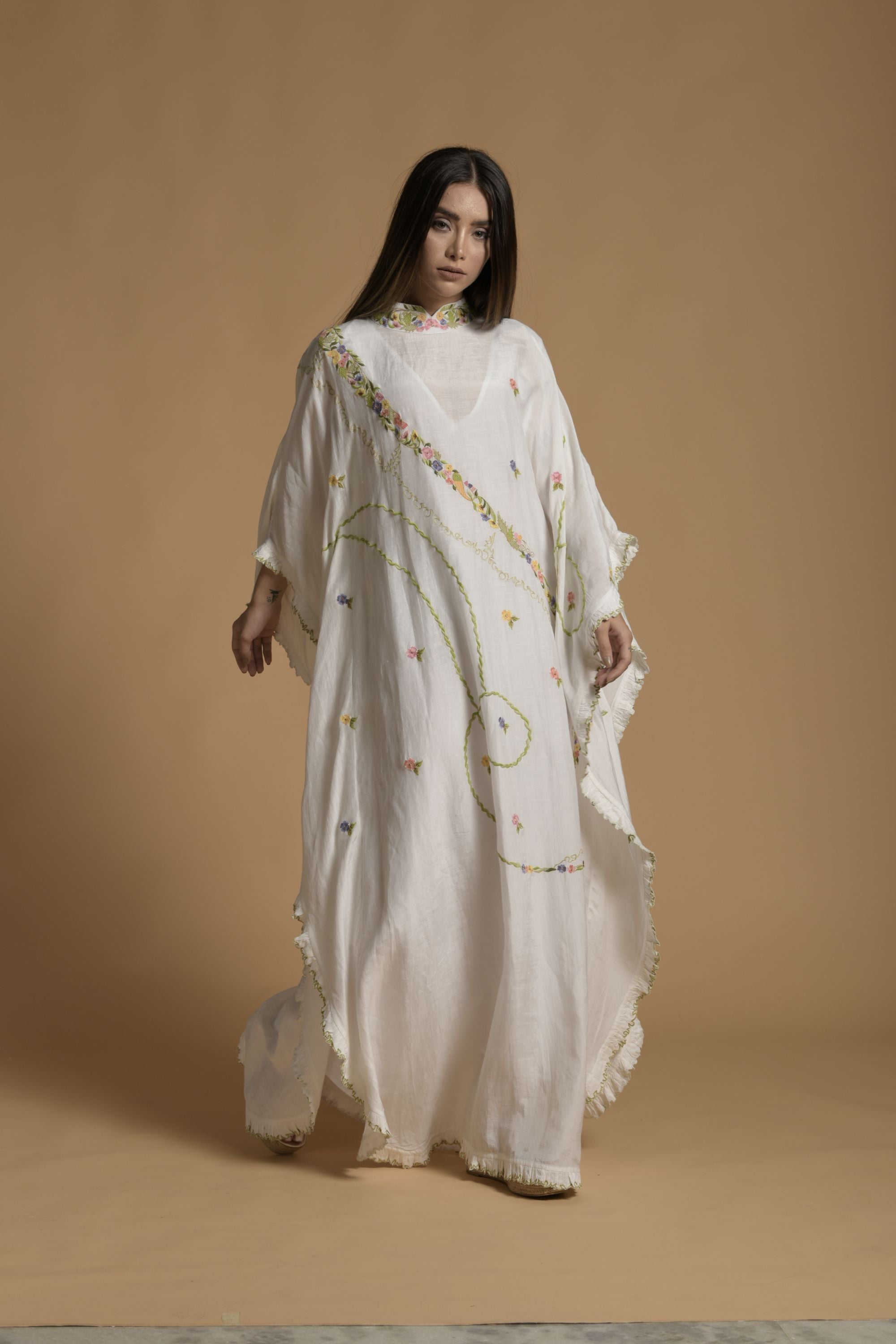 Asna Embroidered Jalabiya with Inner Cotton Cami