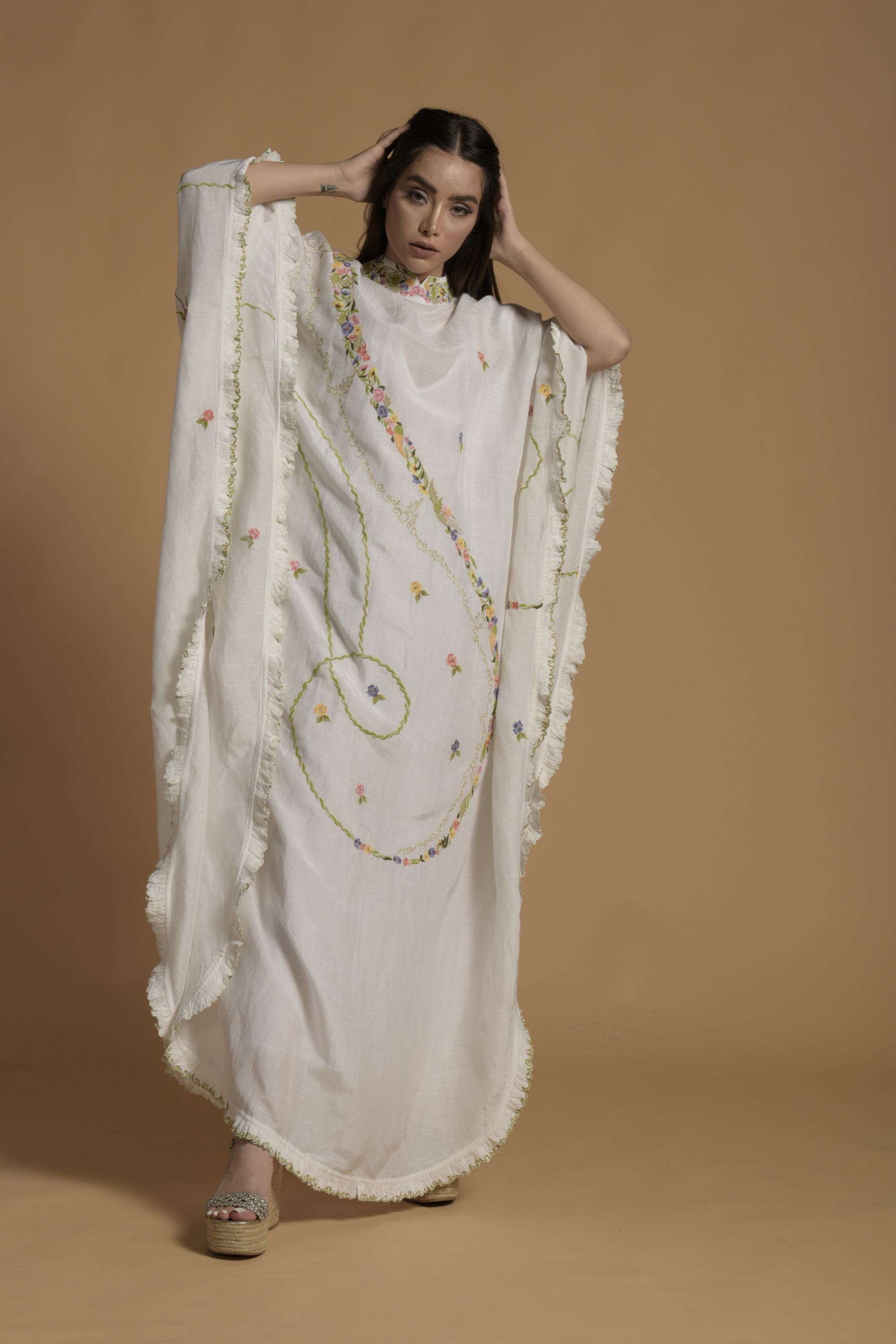 Asna Embroidered Jalabiya with Inner Cotton Cami