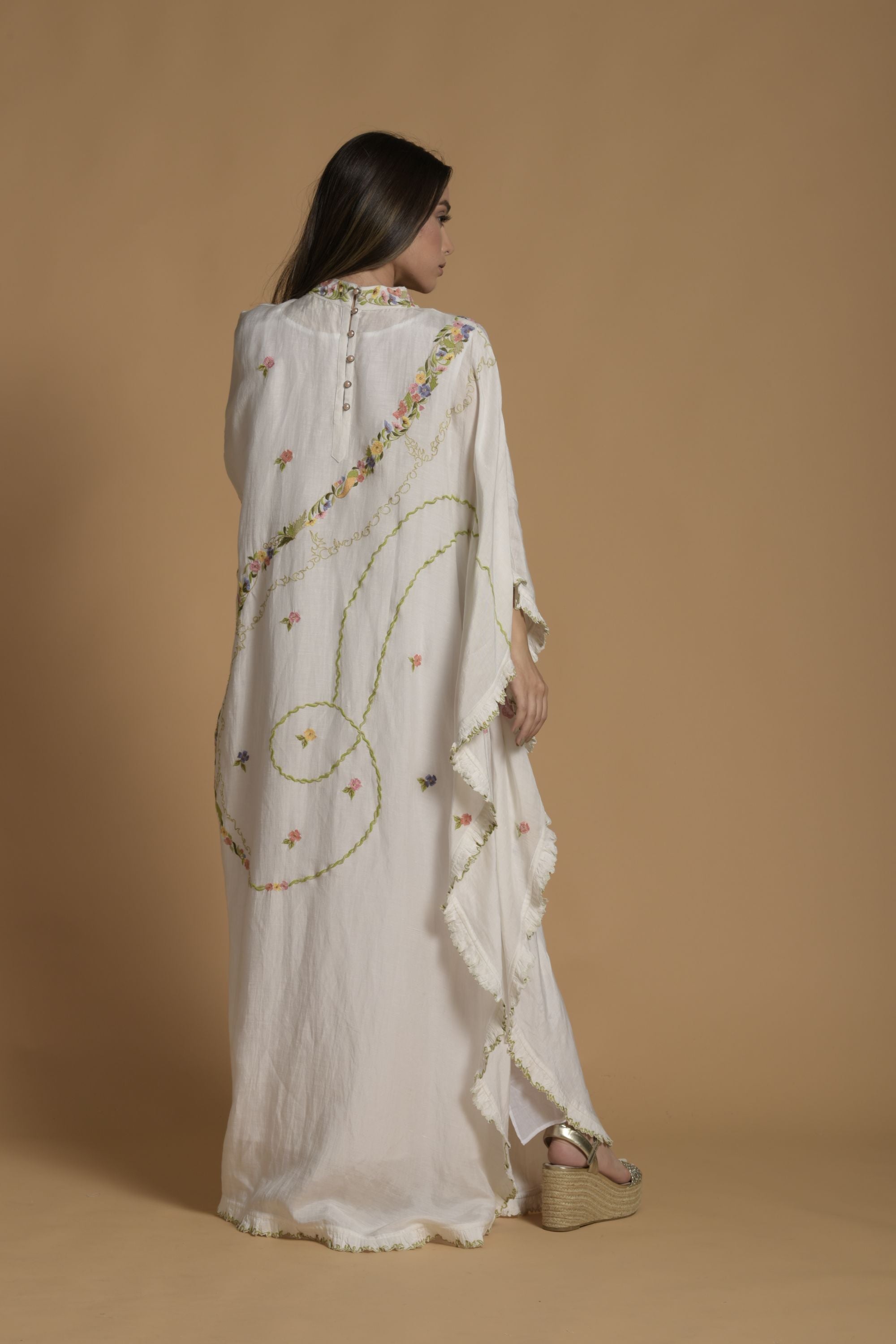 Asna Embroidered Jalabiya with Inner Cotton Cami