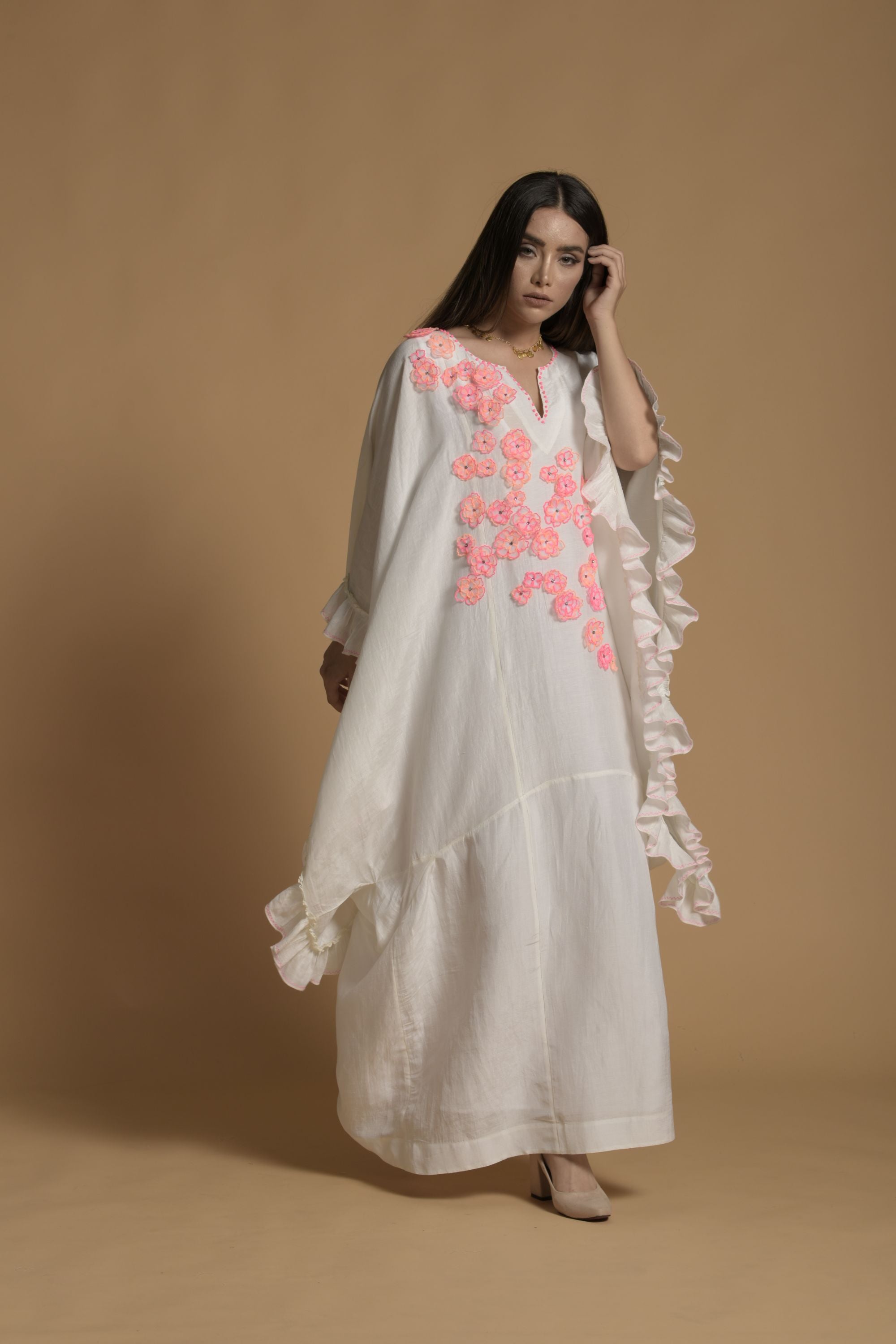 Ashna Embellished & Embroidered Jalabiya with Inner Cotton Cami