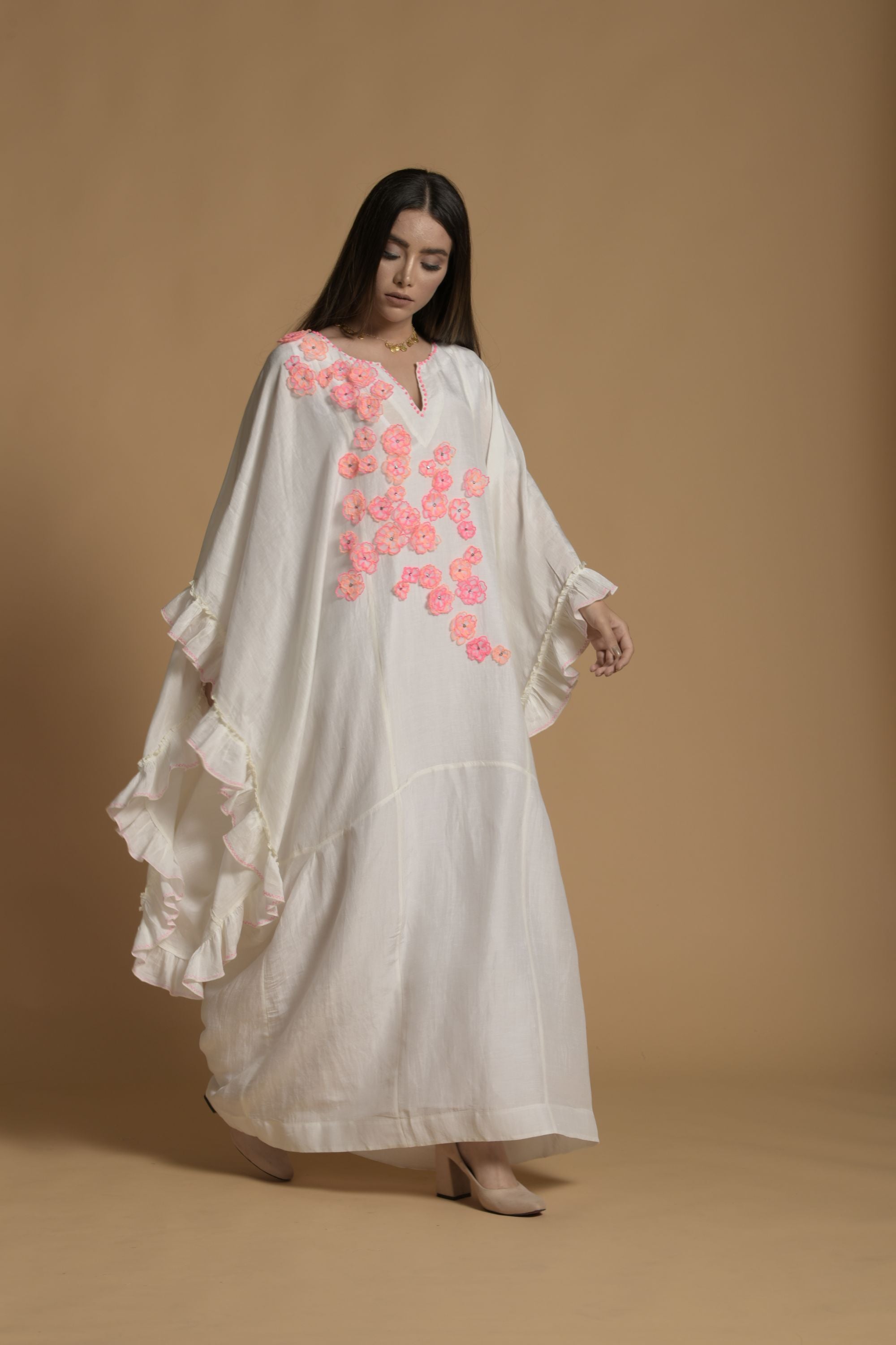 Ashna Embellished & Embroidered Jalabiya with Inner Cotton Cami