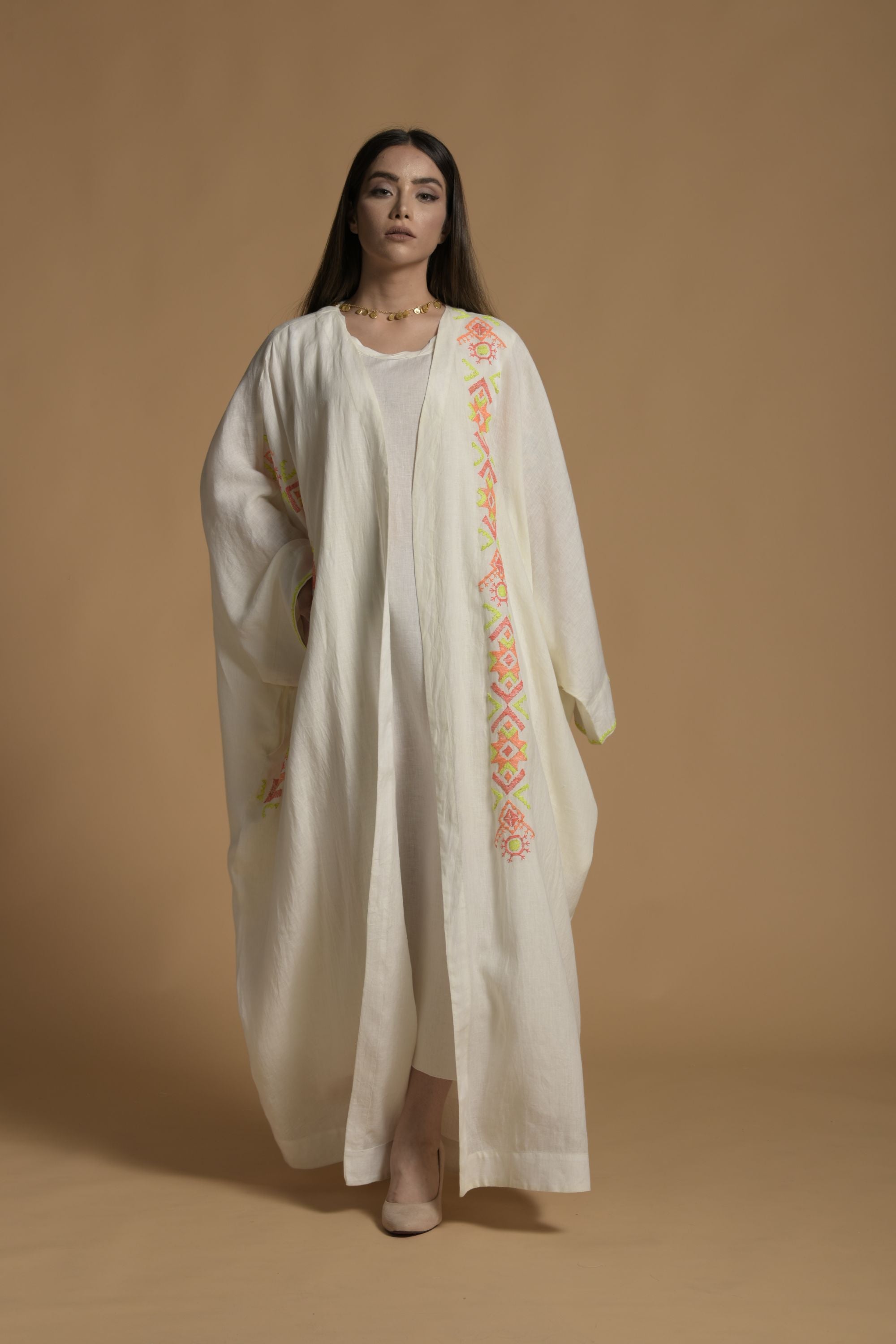 Alveena Embroidered Abaya with Cotton Inner Dress