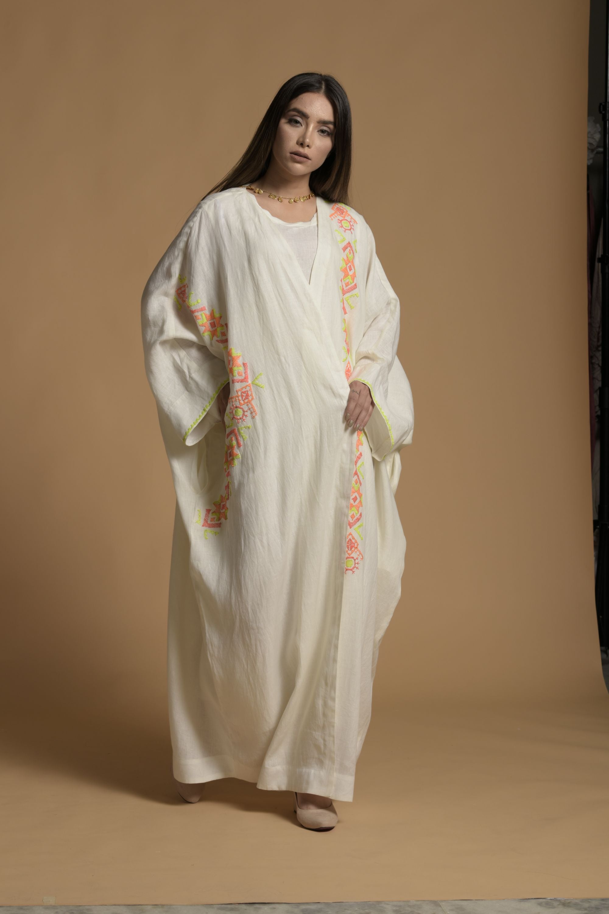 Alveena Embroidered Abaya with Cotton Inner Dress