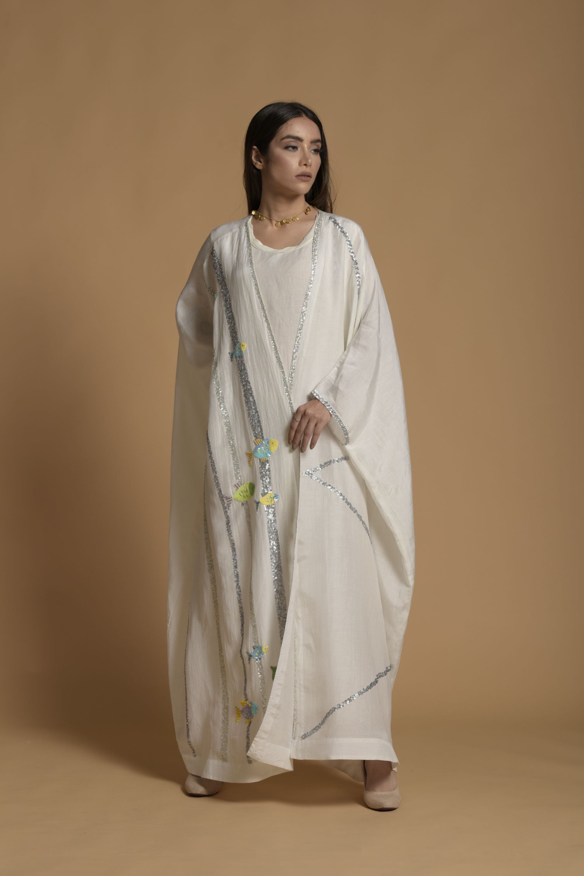 Haniya Embellished Abaya With Inner Cotton Dress