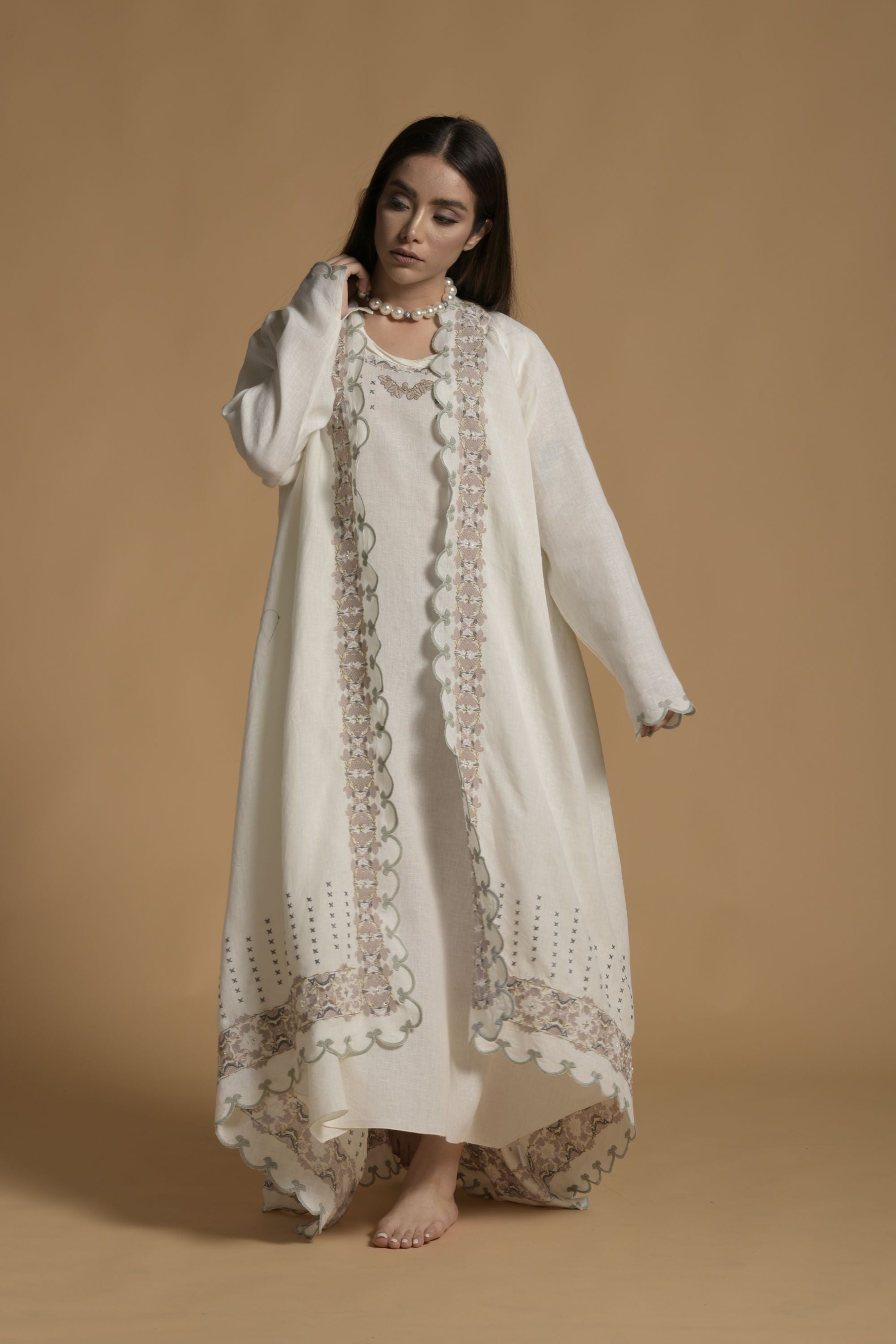 Farah Embellished & Embroidered Bisht with Inner Dress