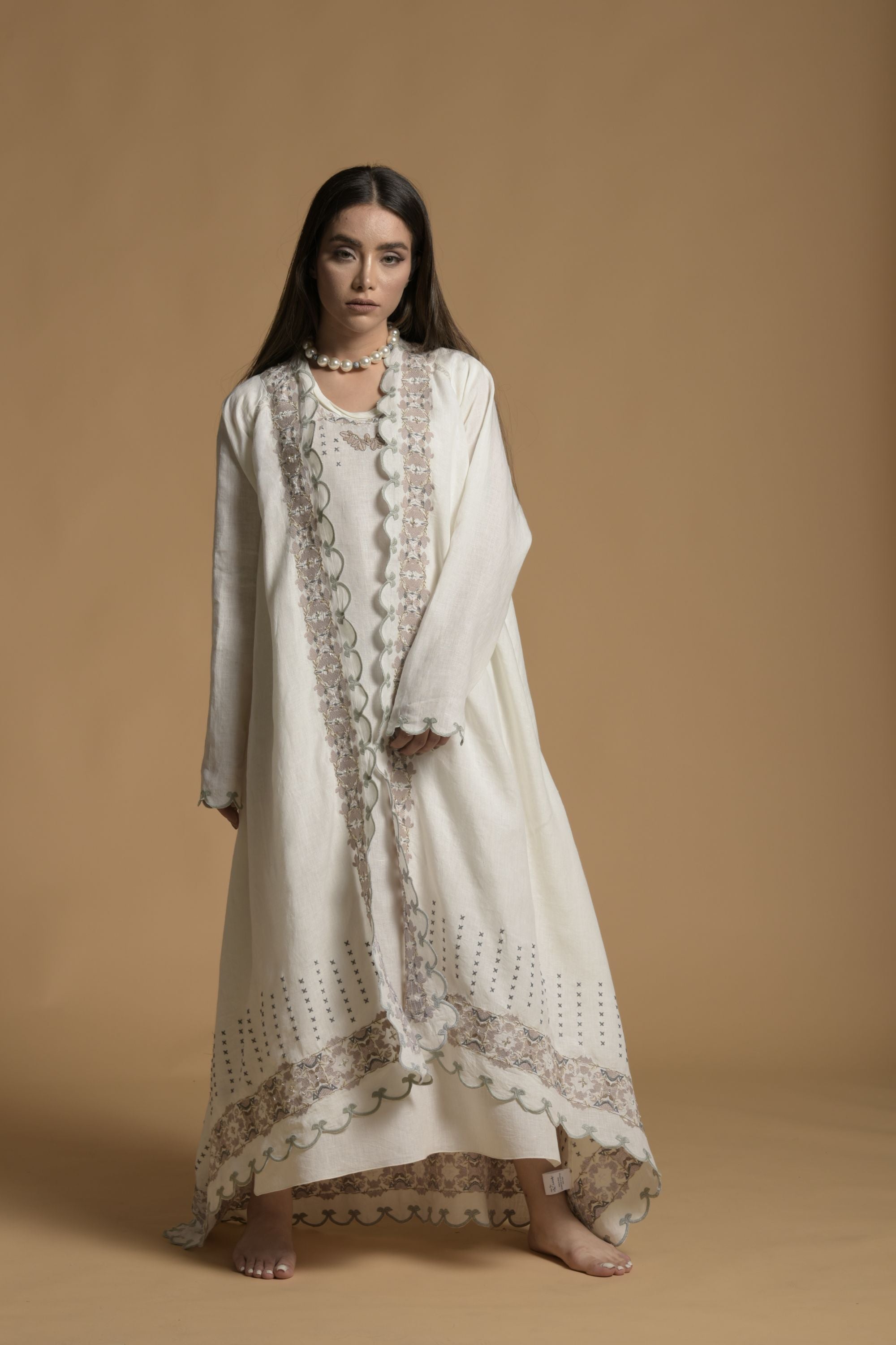 Farah Embellished & Embroidered Bisht with Inner Dress