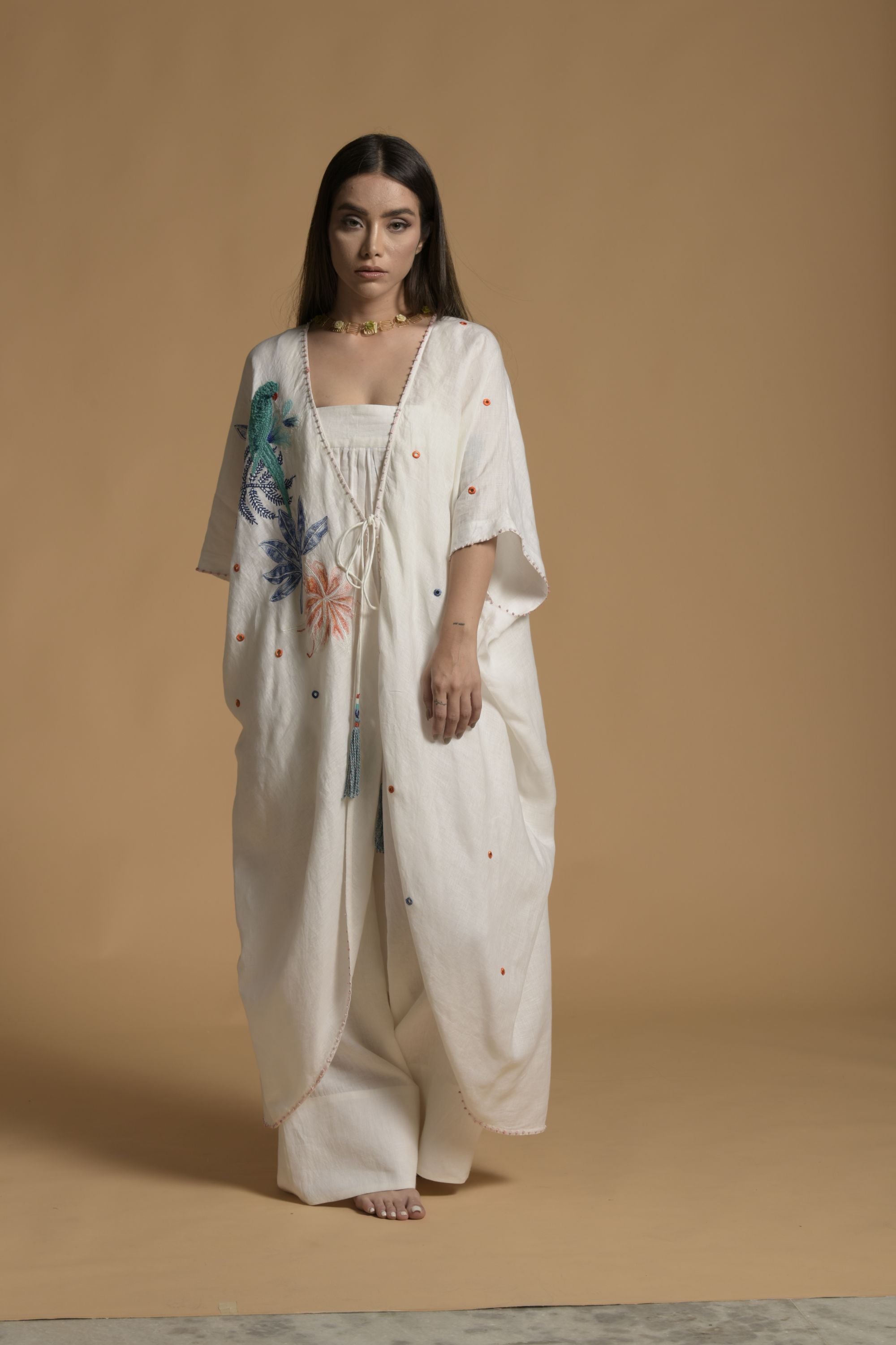 Noor Embroidered Cape With Jumpsuit