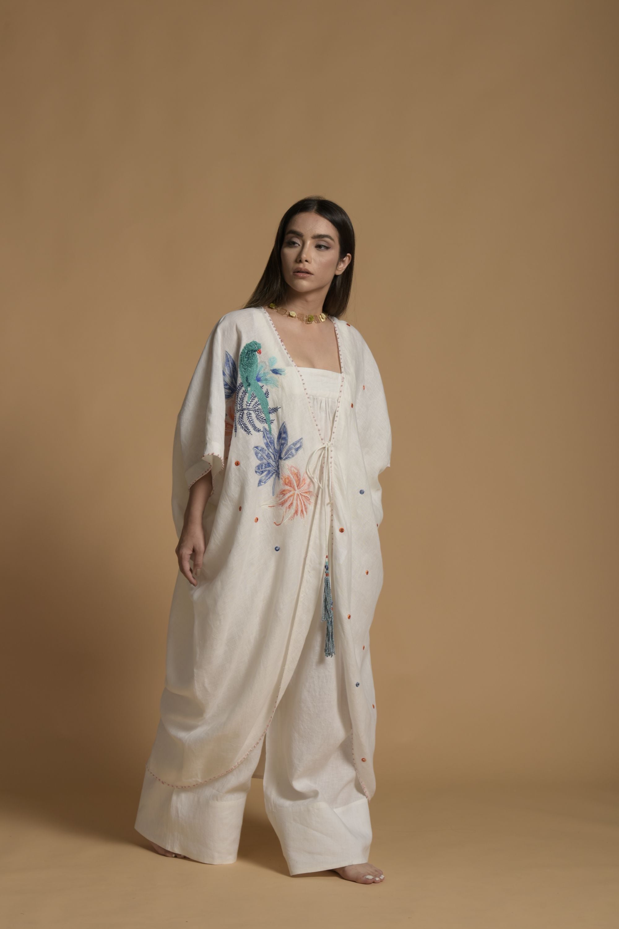 Noor Embroidered Cape With Jumpsuit