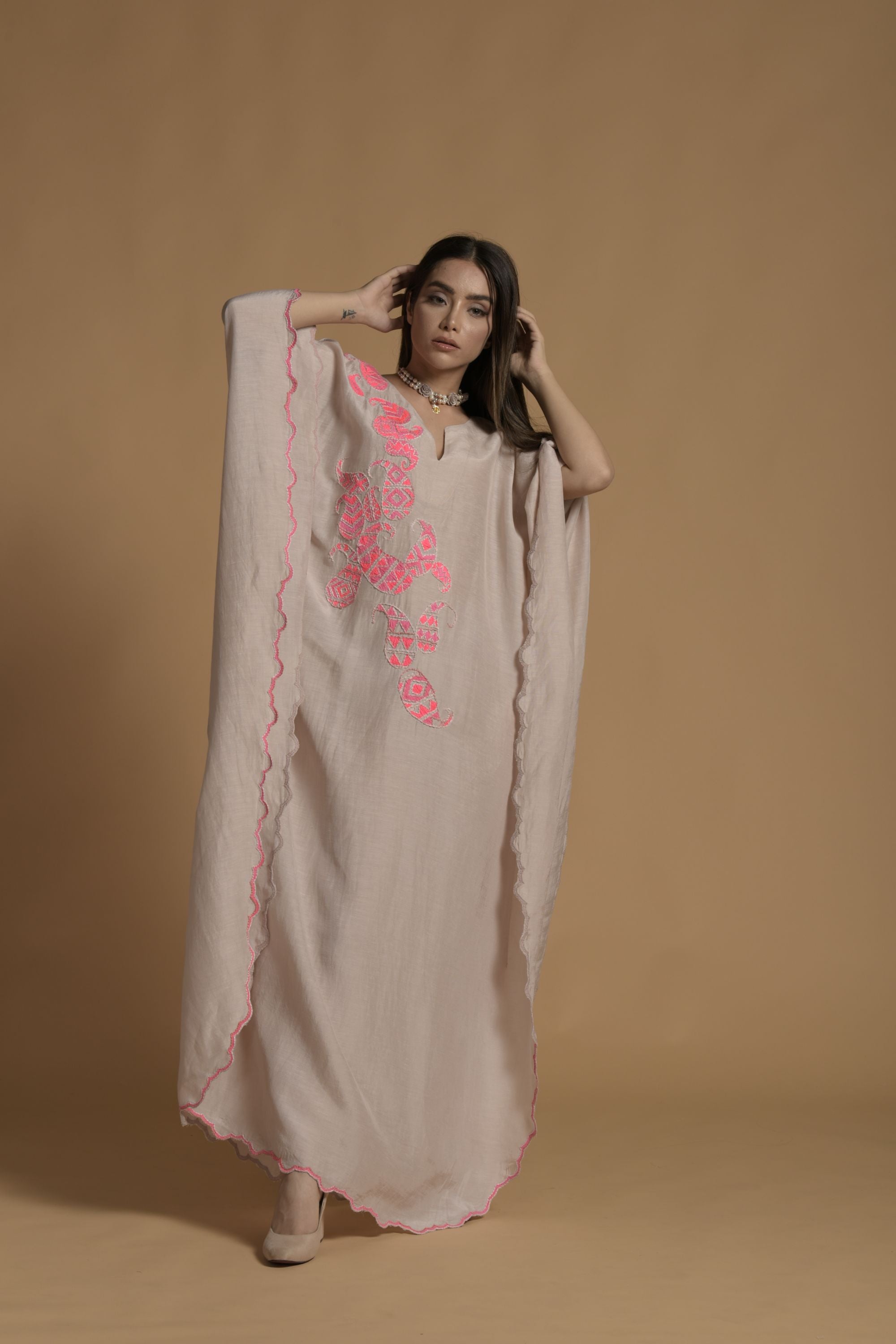 Nikhat Embroidered Jalabiya with Inner Cotton Cami