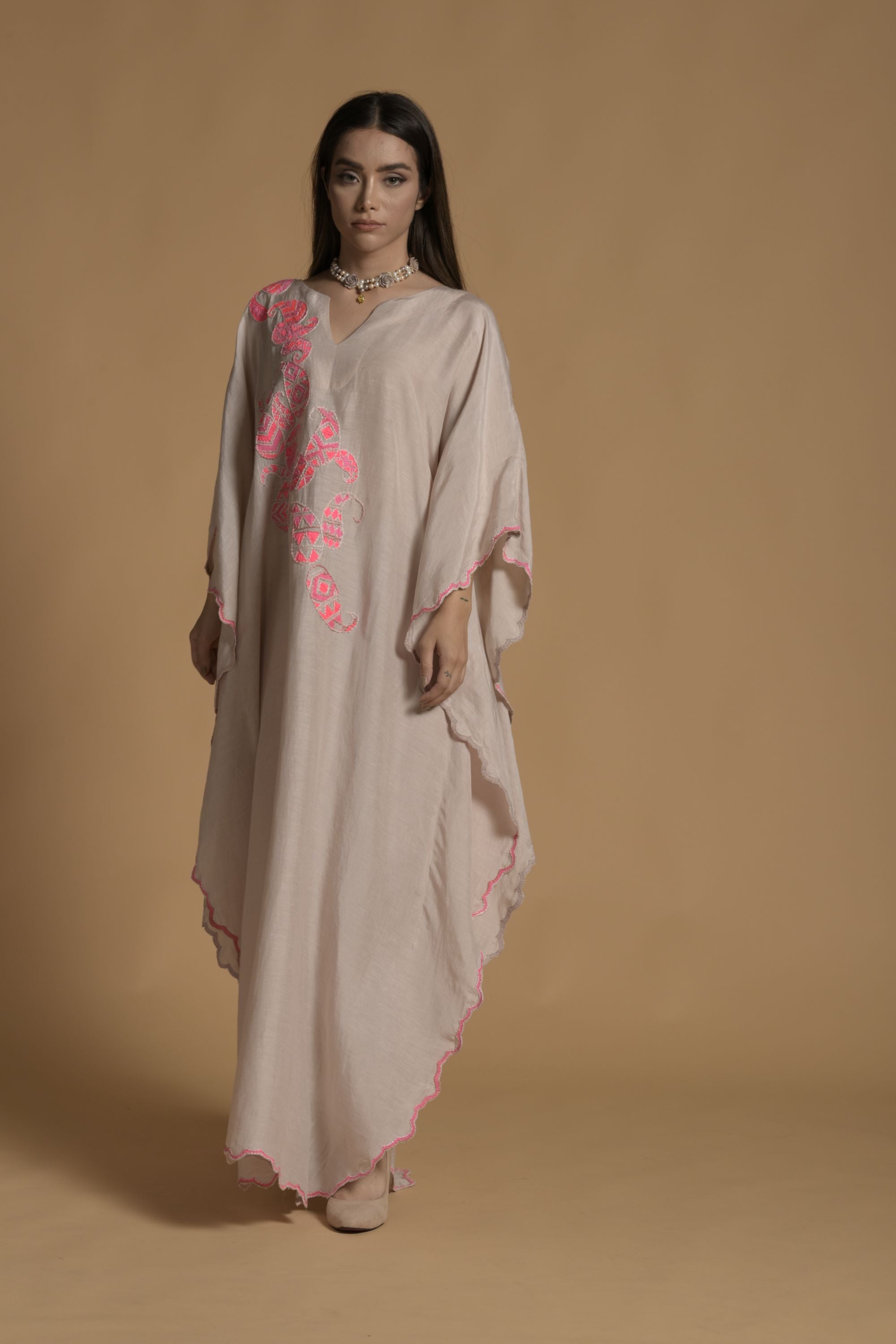 Nikhat Embroidered Jalabiya with Inner Cotton Cami