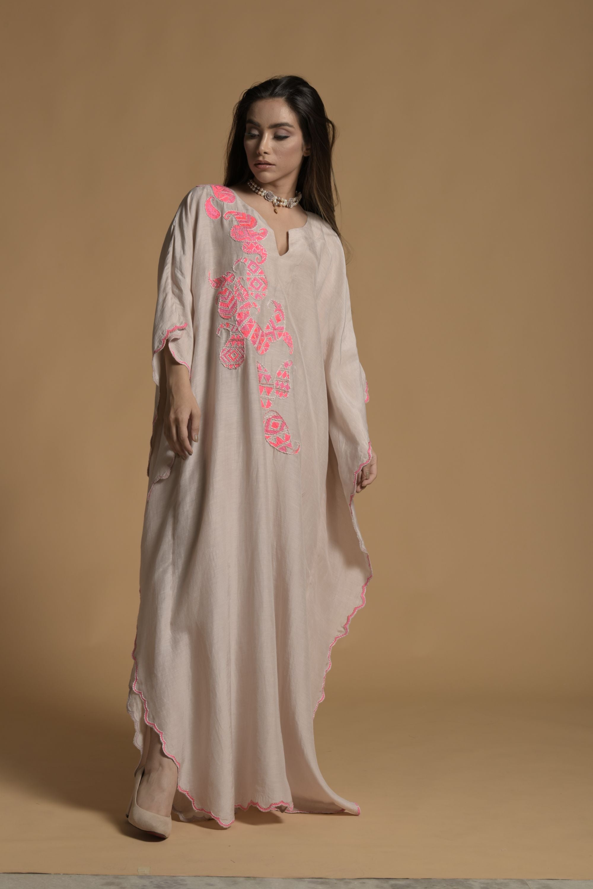 Nikhat Embroidered Jalabiya with Inner Cotton Cami