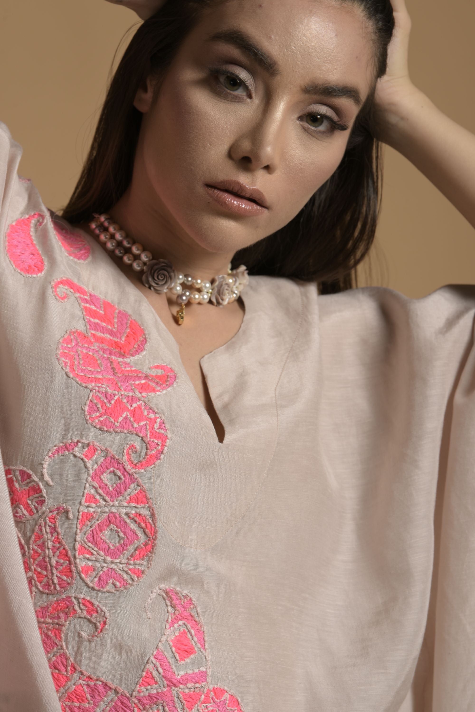 Nikhat Embroidered Jalabiya with Inner Cotton Cami