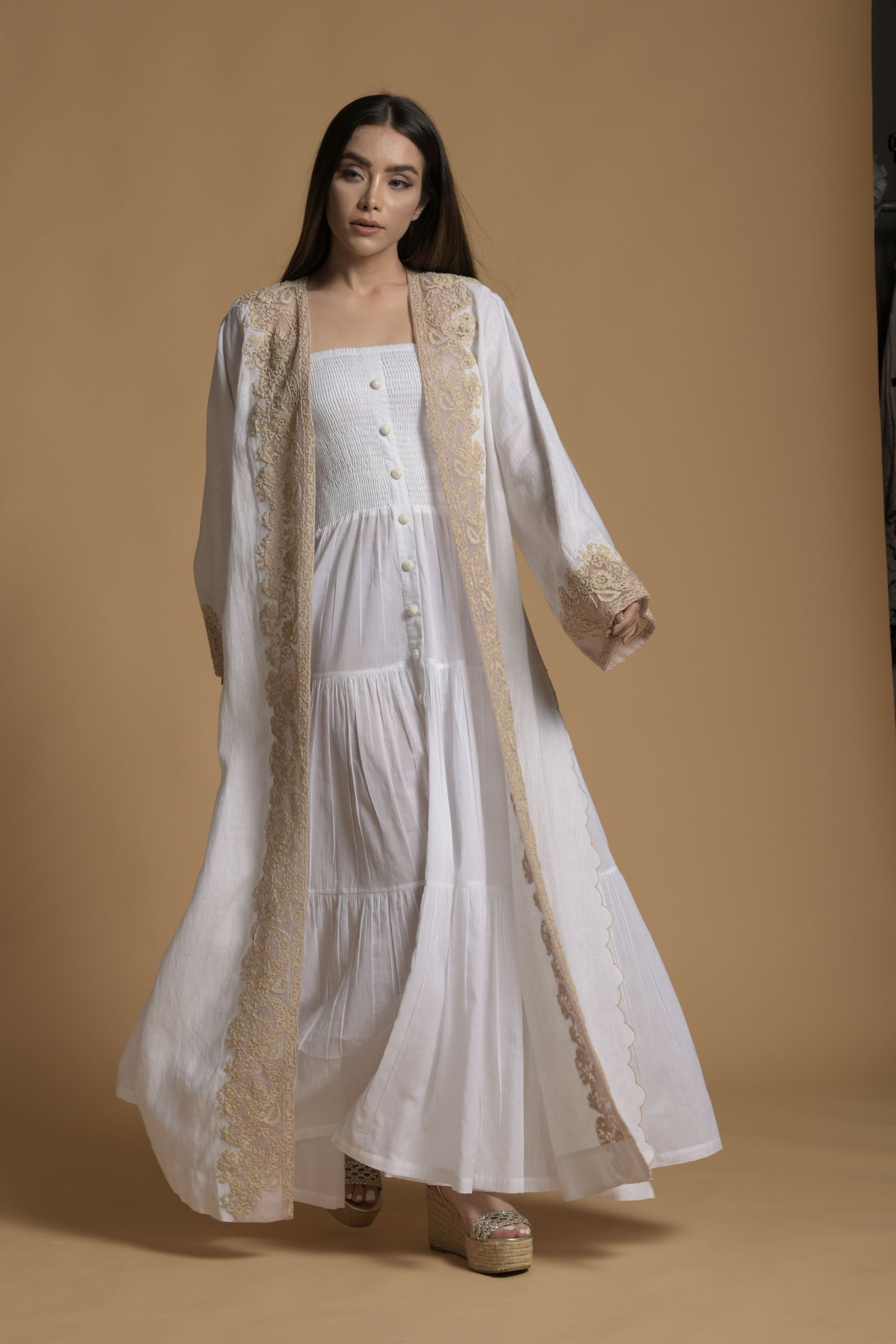 Arzoo Embroidered Bisht with Cotton Inner Dress