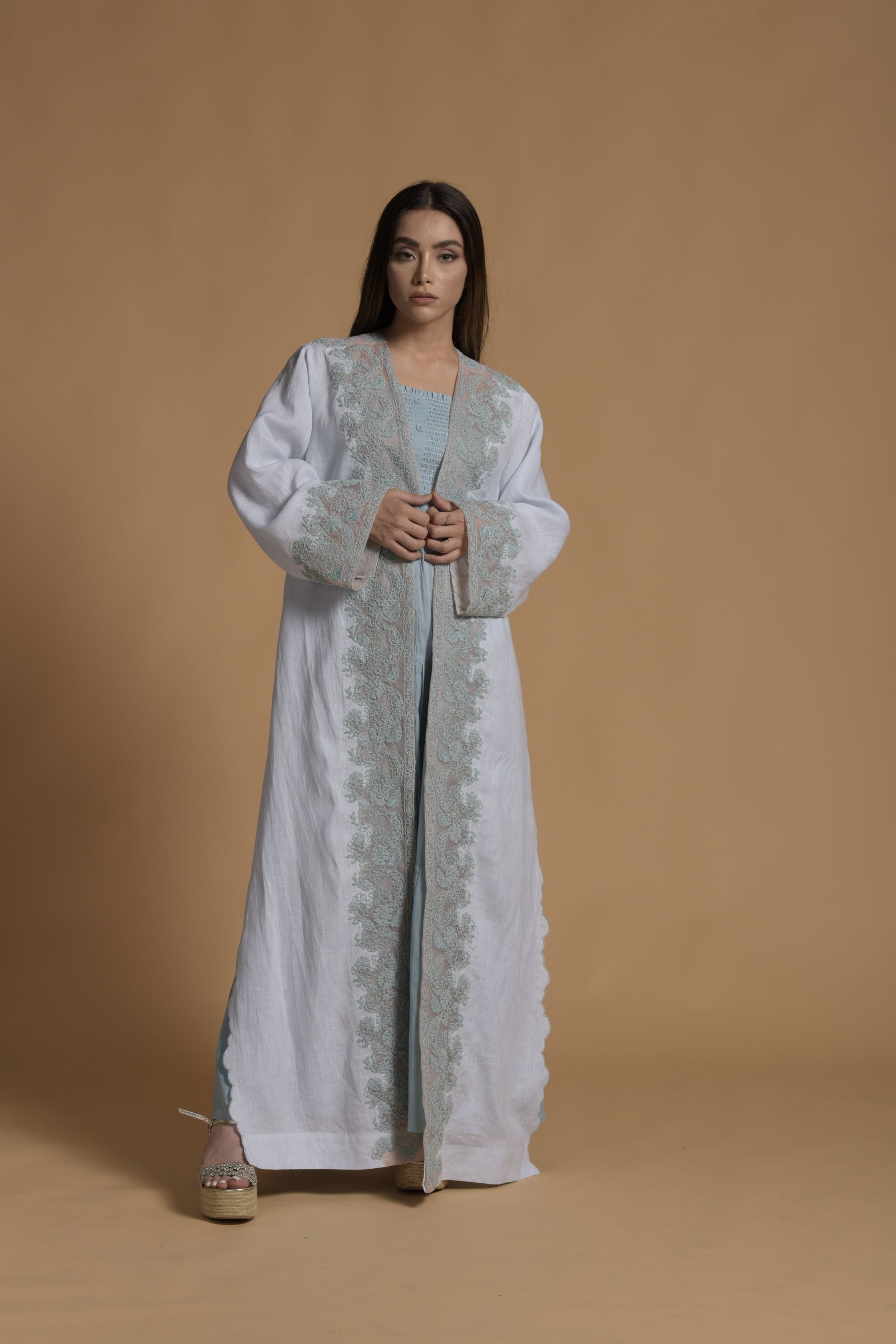 Afia Embroidered Bisht with Cotton Inner Dress