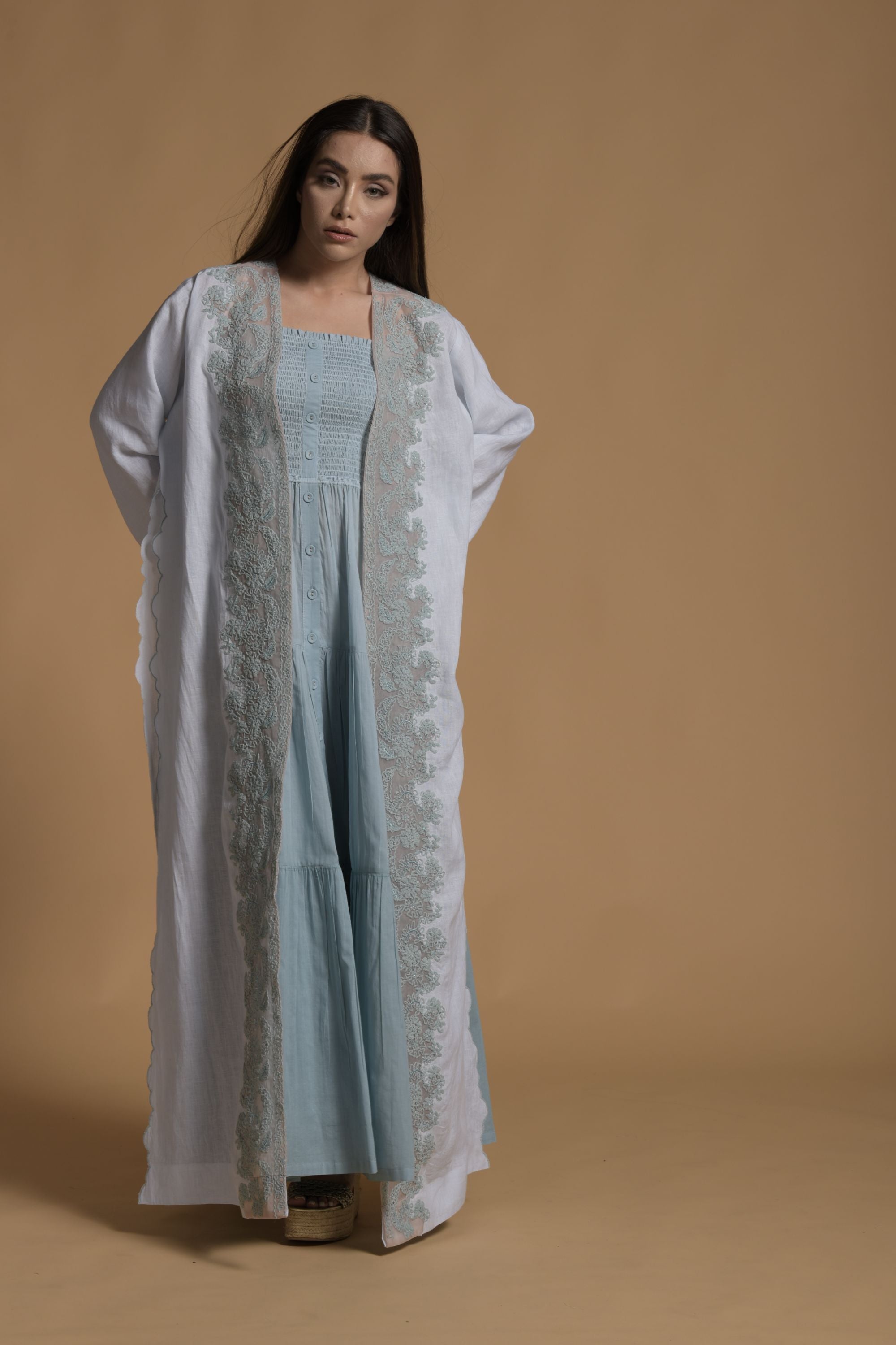 Afia Embroidered Bisht with Cotton Inner Dress