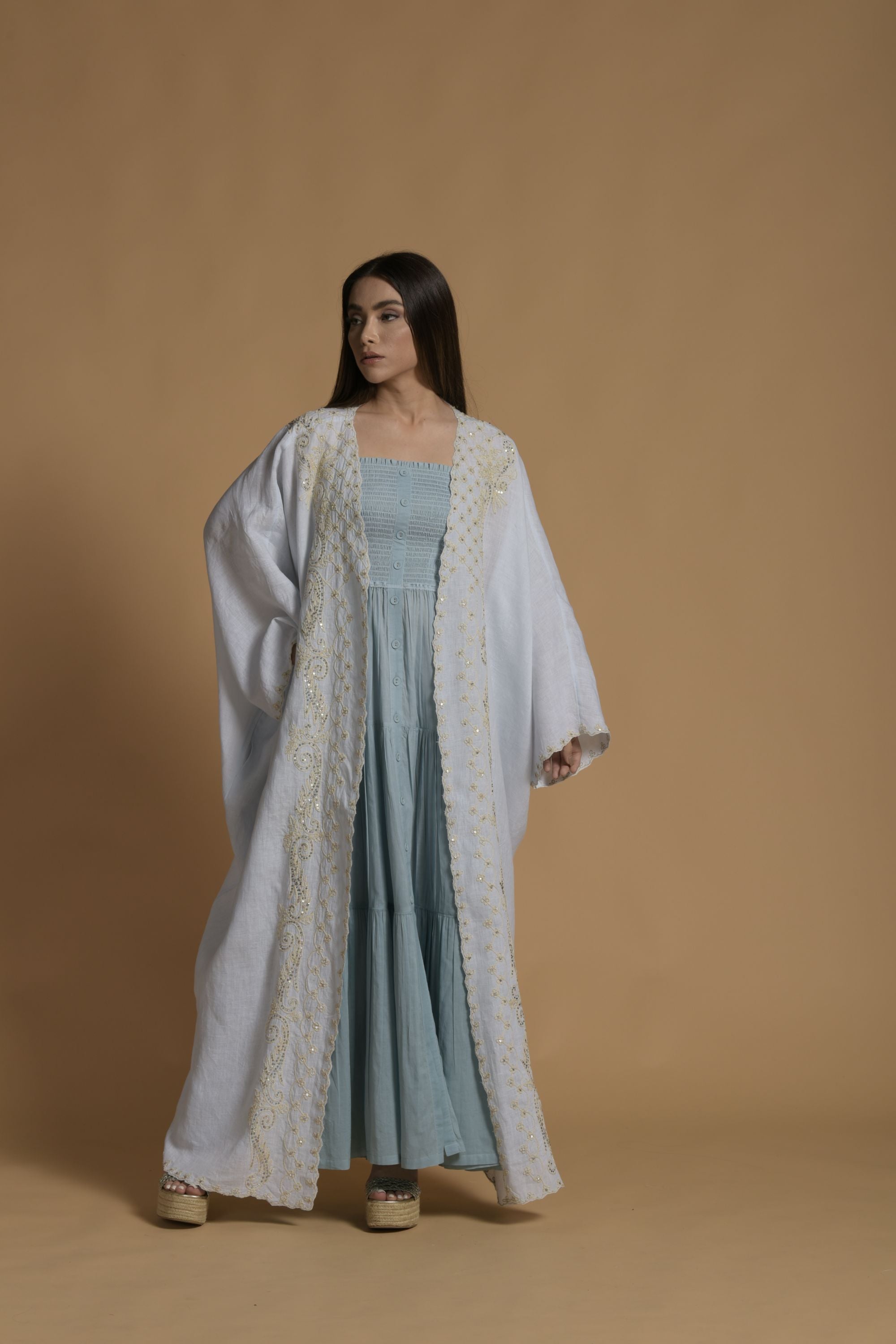 Maya Embellished & Embroidered Bisht with Cotton Inner Dress