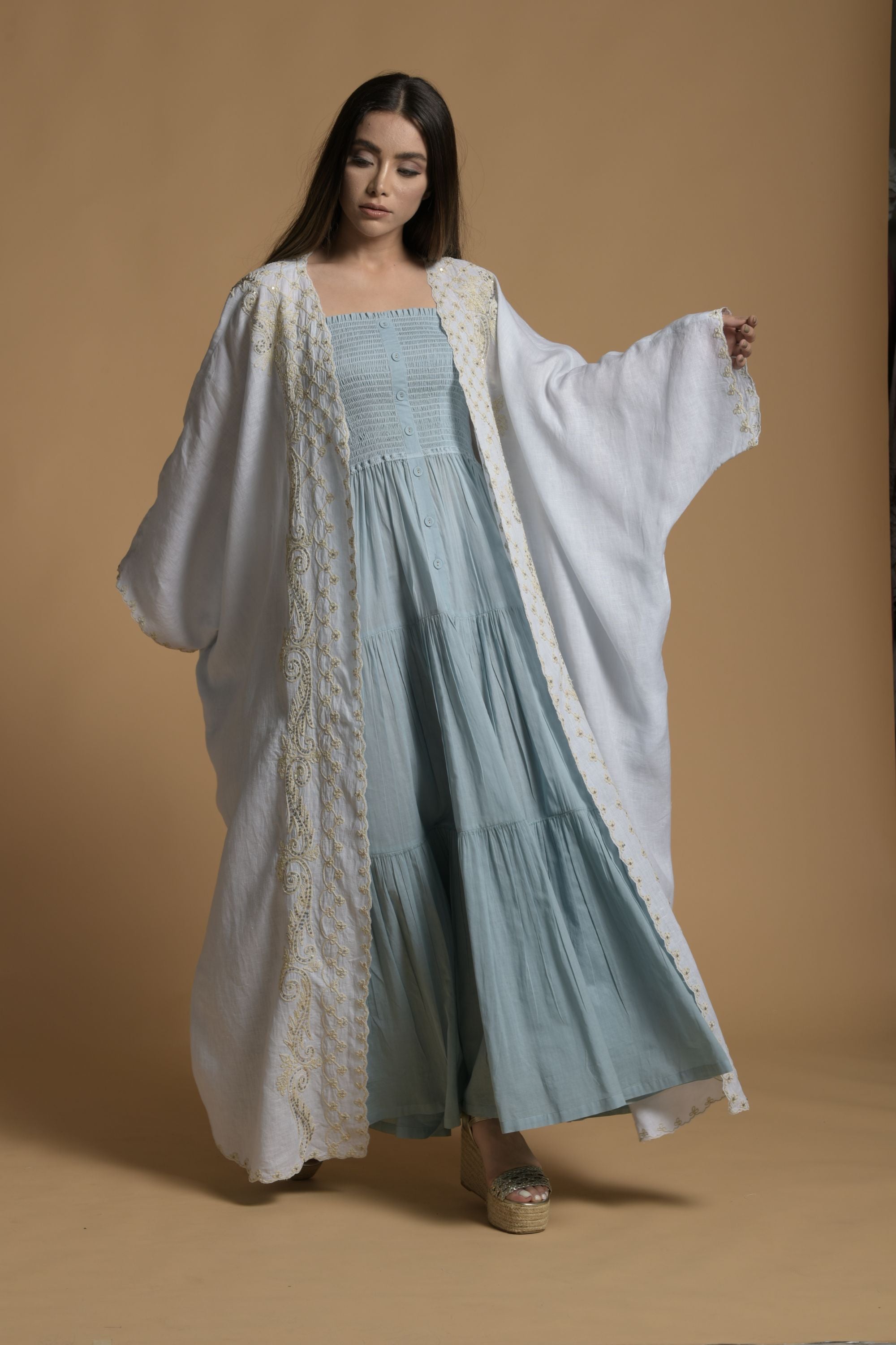 Maya Embellished & Embroidered Bisht with Cotton Inner Dress