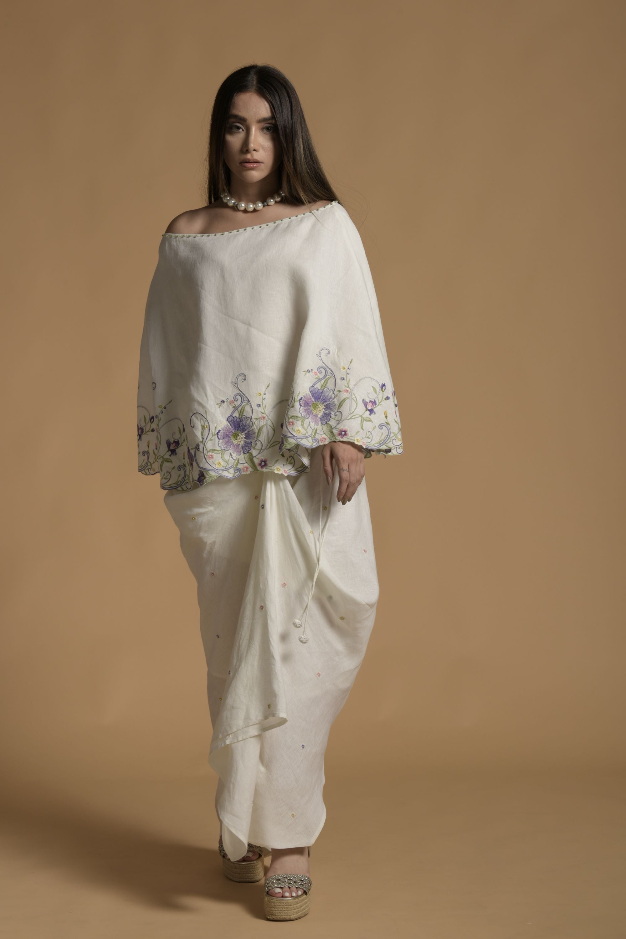 Afroz Embellished & Embroidered Cape with Dhoti