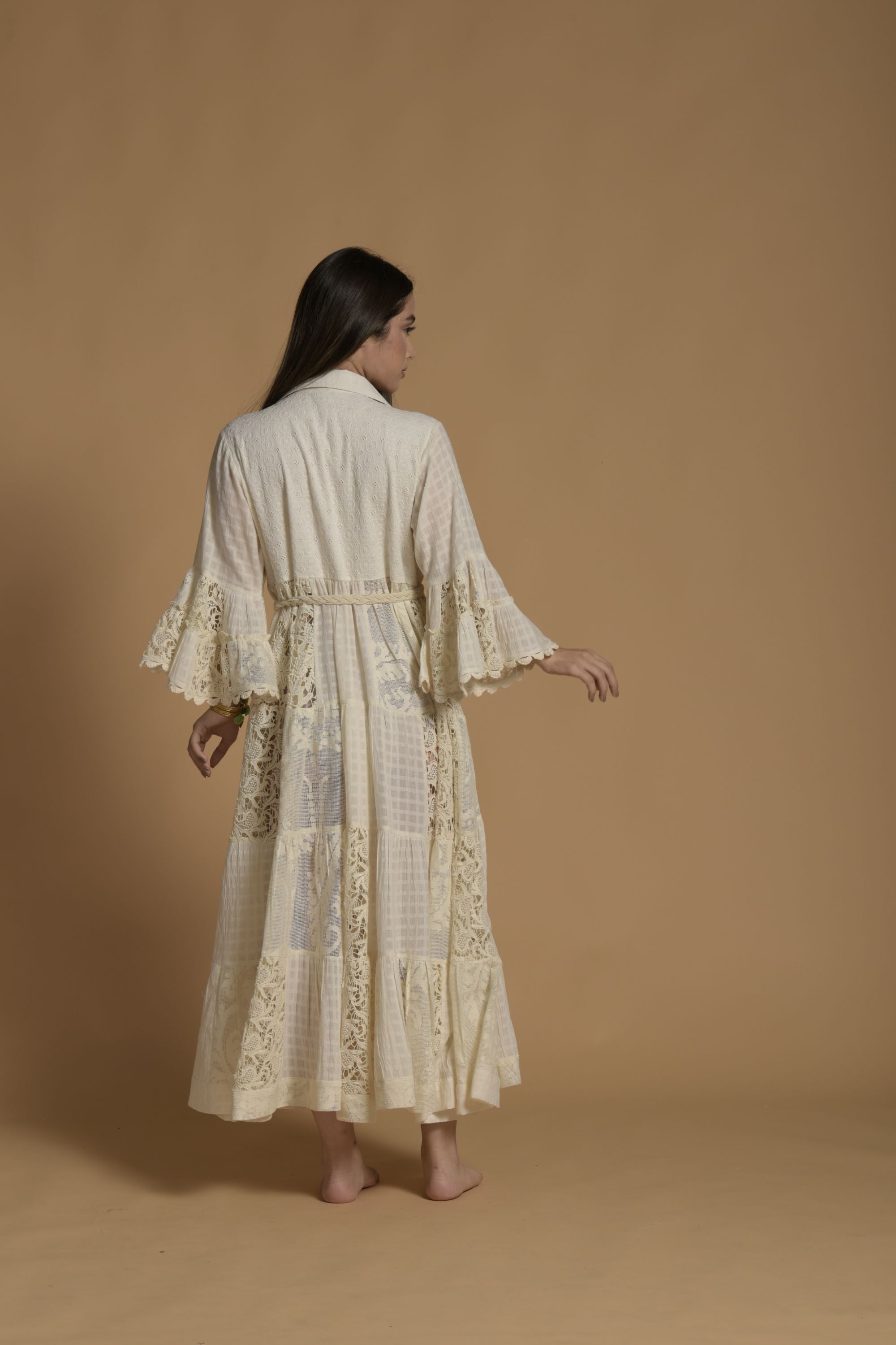 Zaini Jalabiya with Patch Lace Work