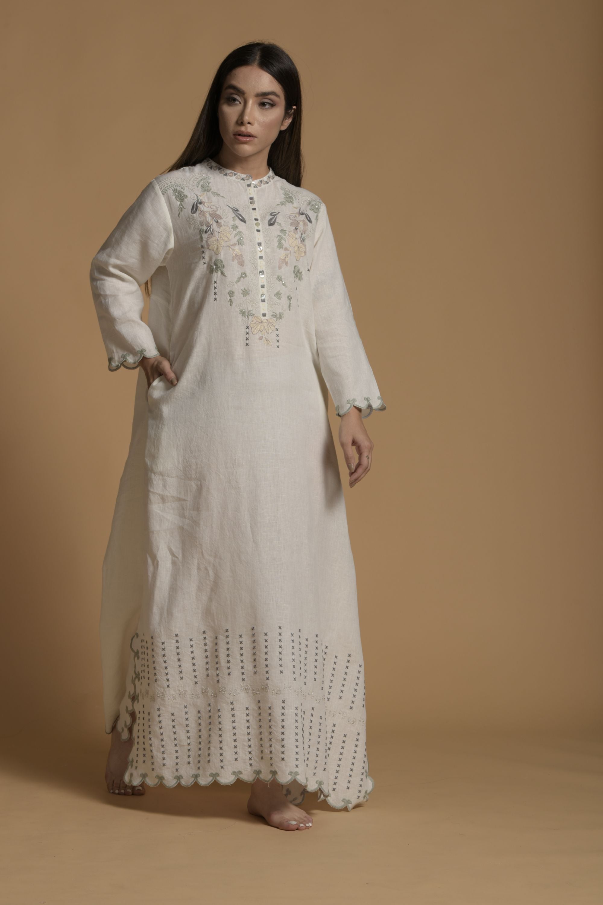 Ashia Embellished Long Jalabiya