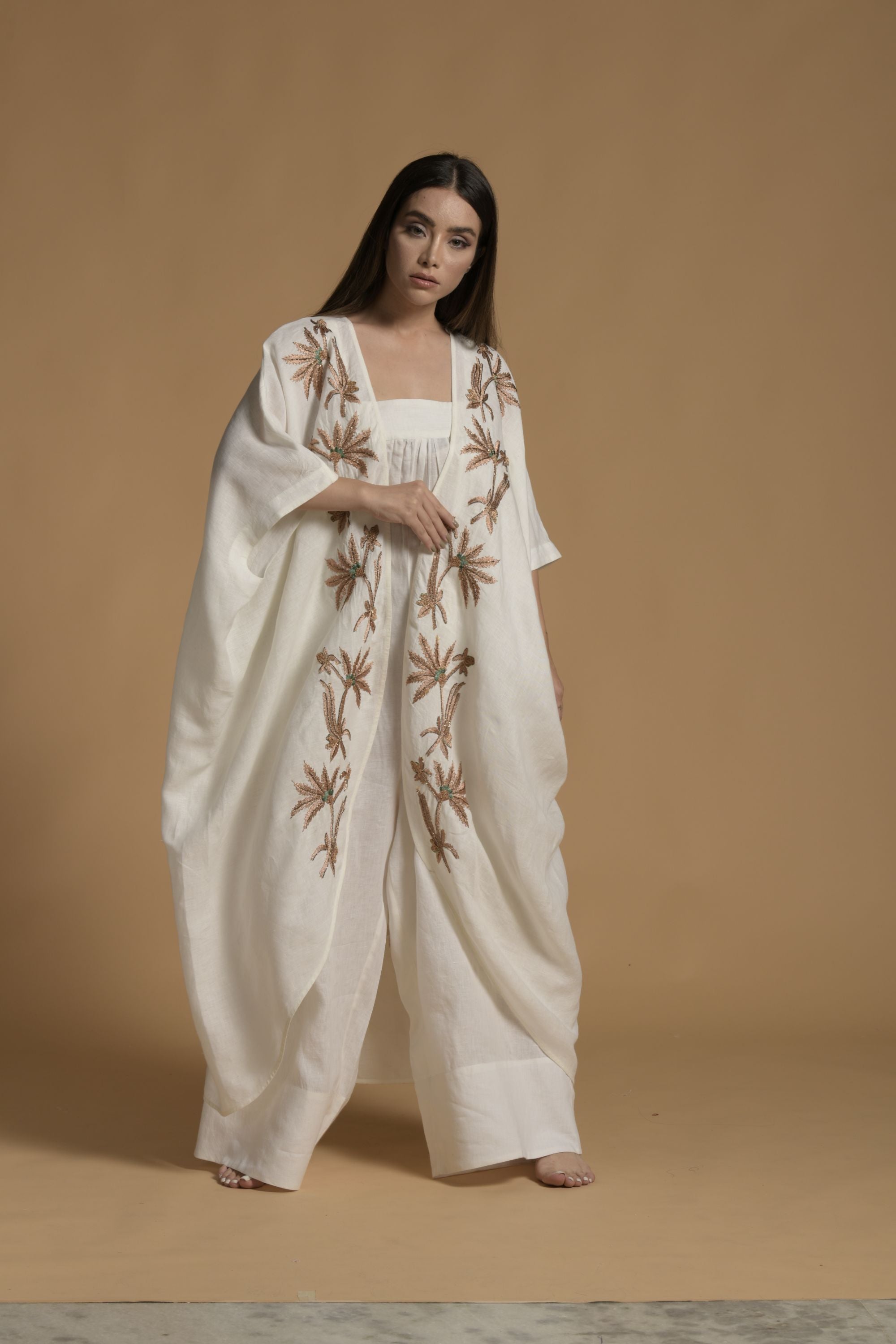 Shumaila Embellished & Embroidered Cape with Inner Jumpsuit