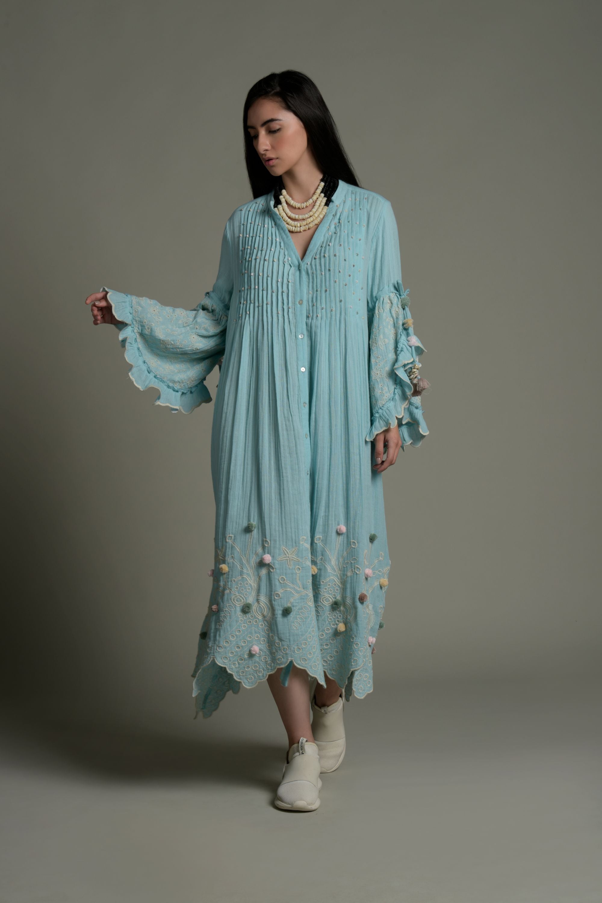 Iqra Embroidered Long Jalabiya with Detail Handwork