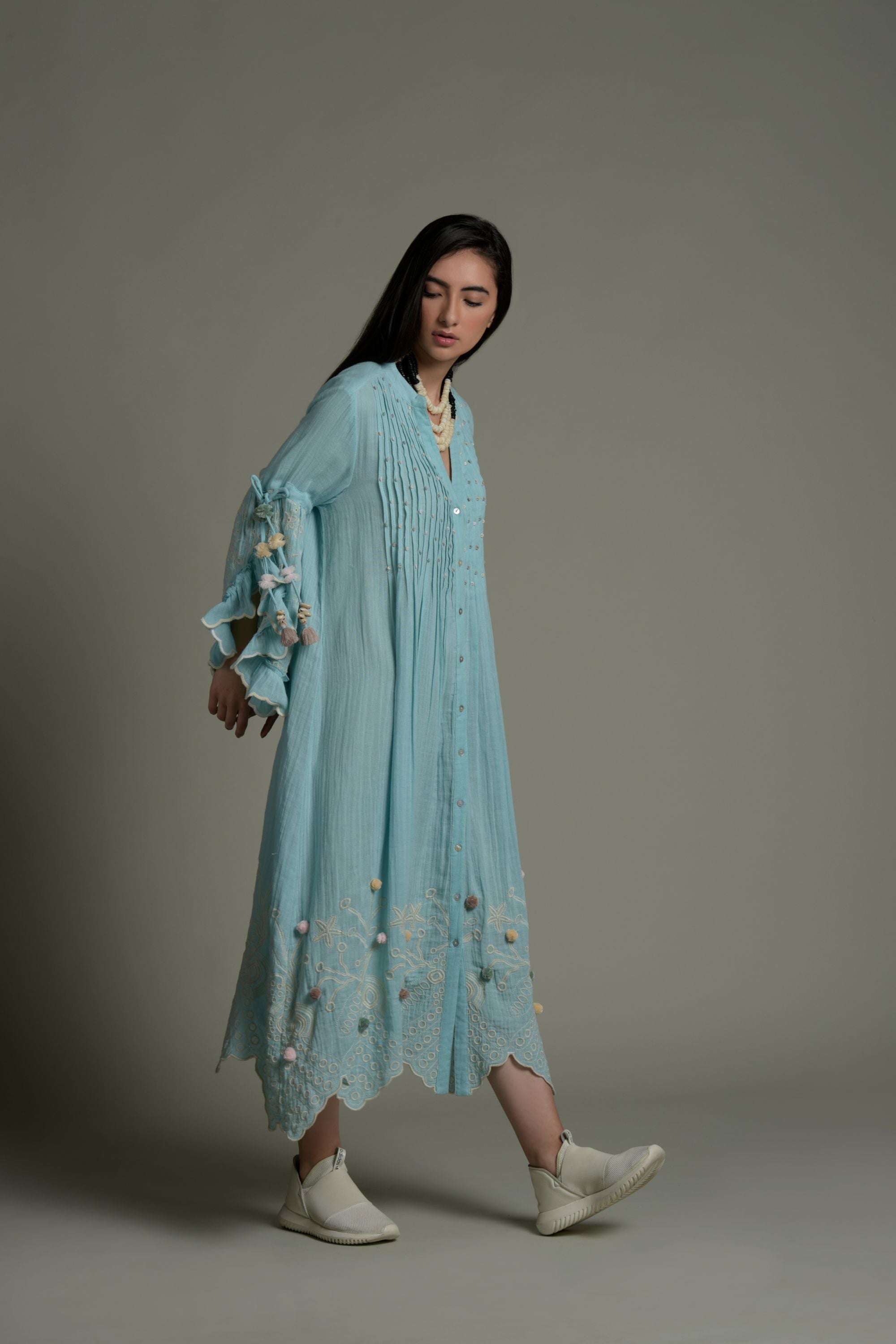 Iqra Embroidered Long Jalabiya with Detail Handwork