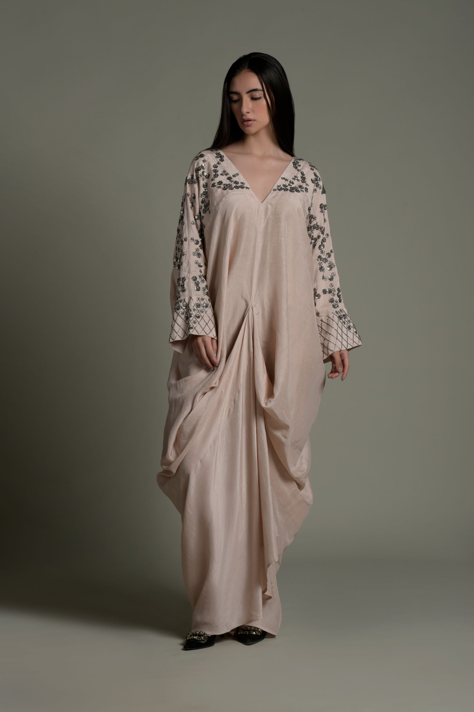 Salma Embellished Jalabiya with Inner Cotton Cami