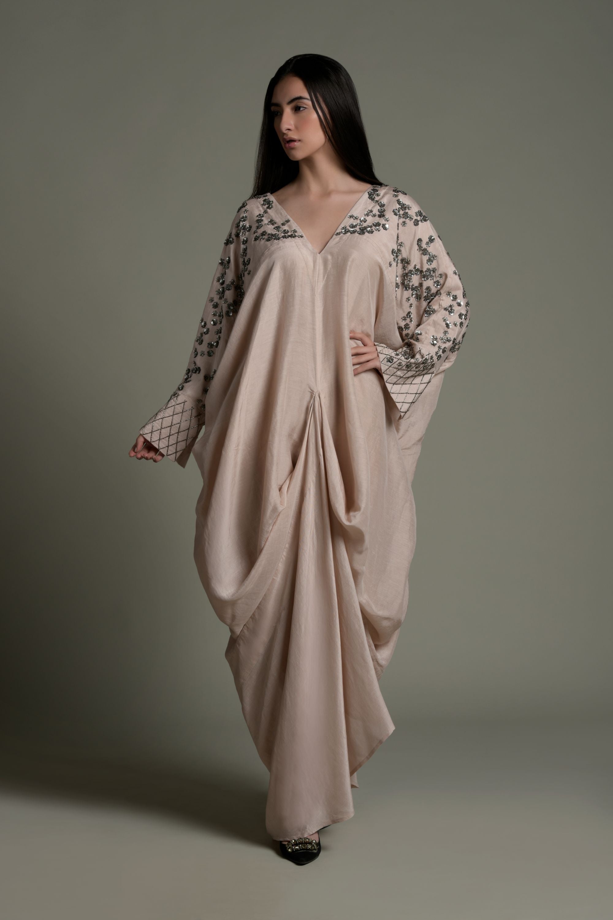 Salma Embellished Jalabiya with Inner Cotton Cami