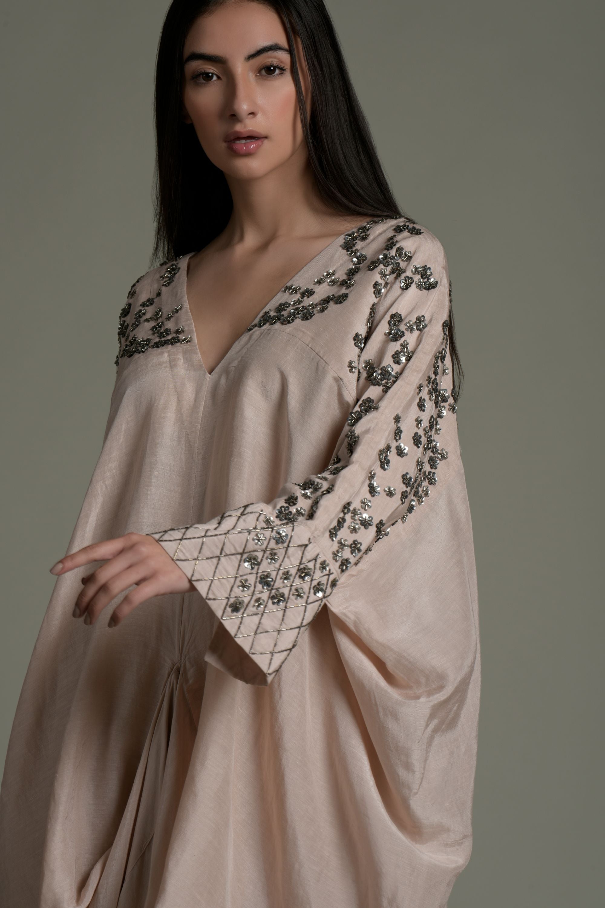 Salma Embellished Jalabiya with Inner Cotton Cami